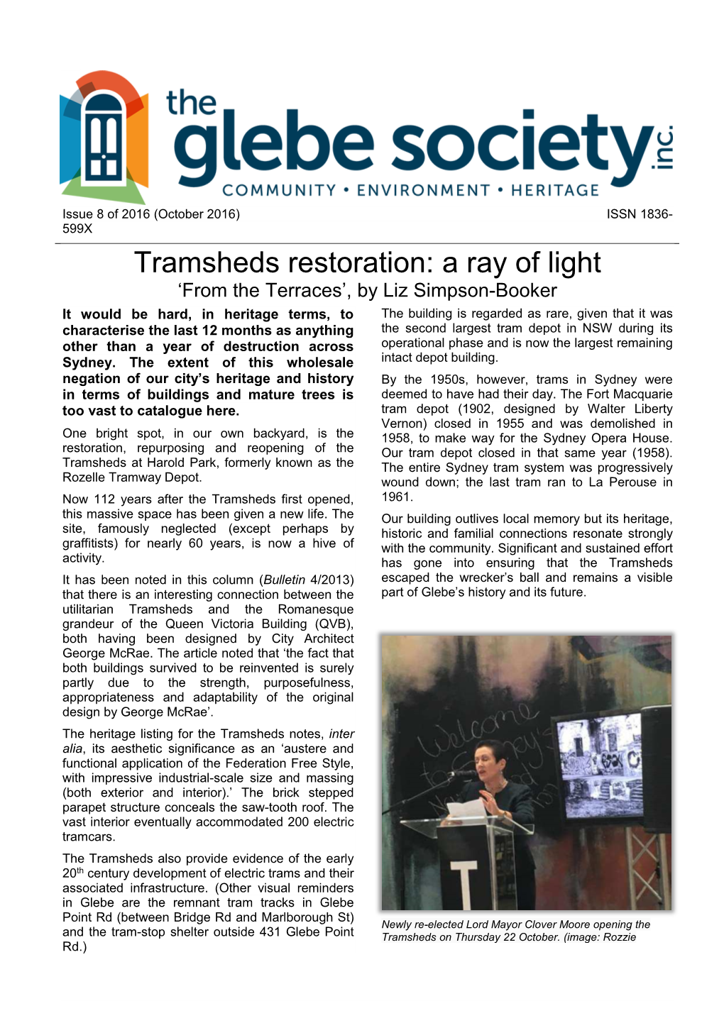 Glebe Society Bulletin 2016 Issue 08