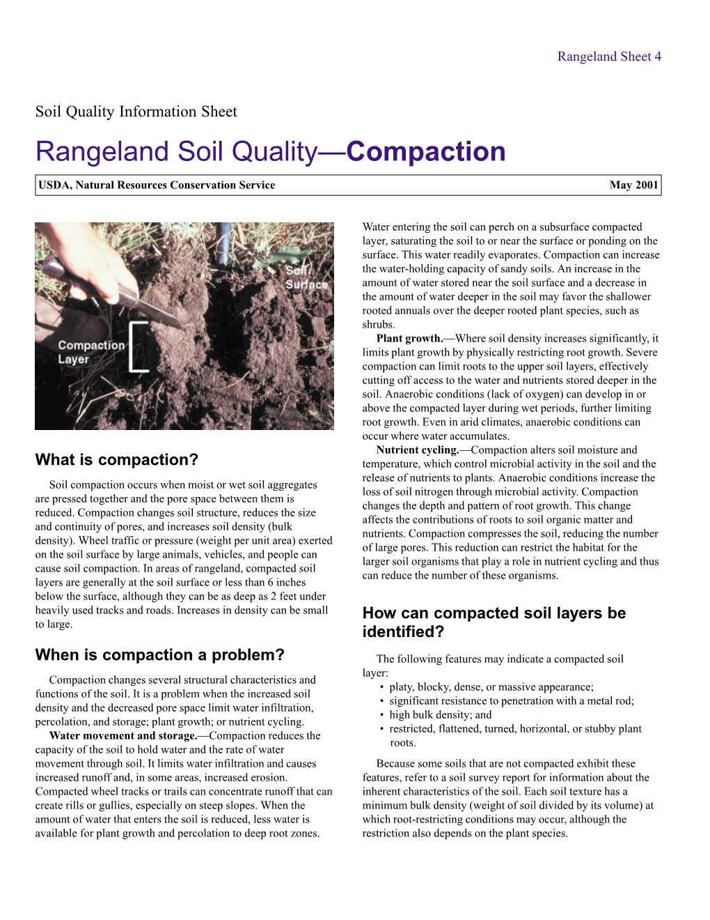 Rangeland Soil Quality—Compaction