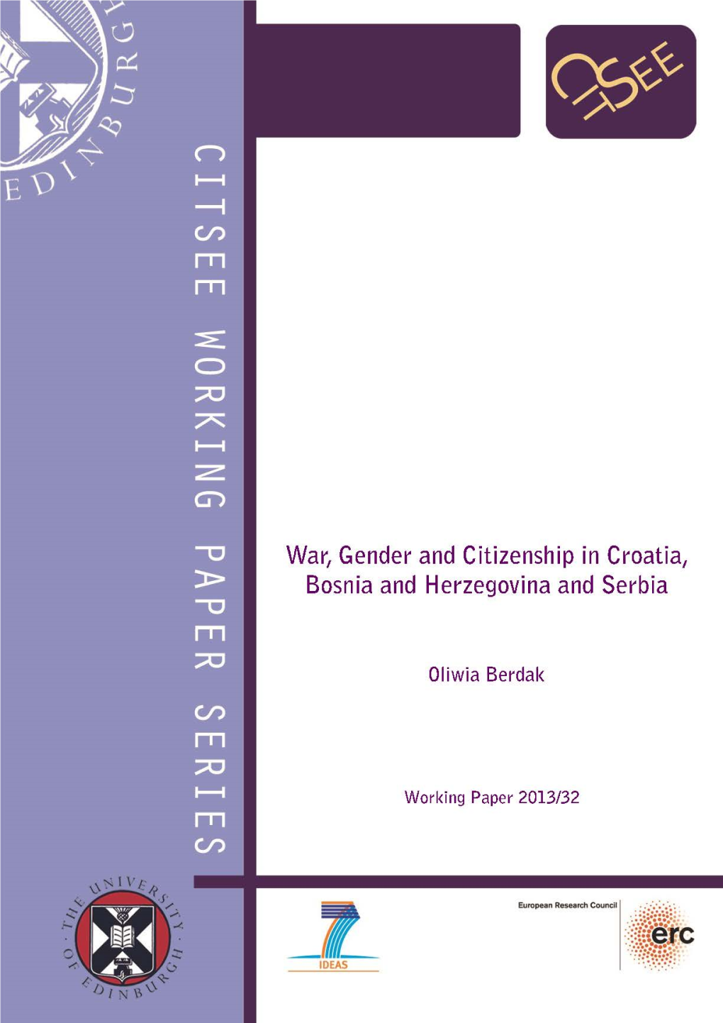 War, Gender and Citizenship in Croatia, Bosnia and Herzogovina