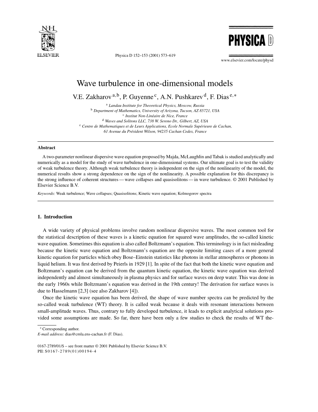 Wave Turbulence in One-Dimensional Models V.E