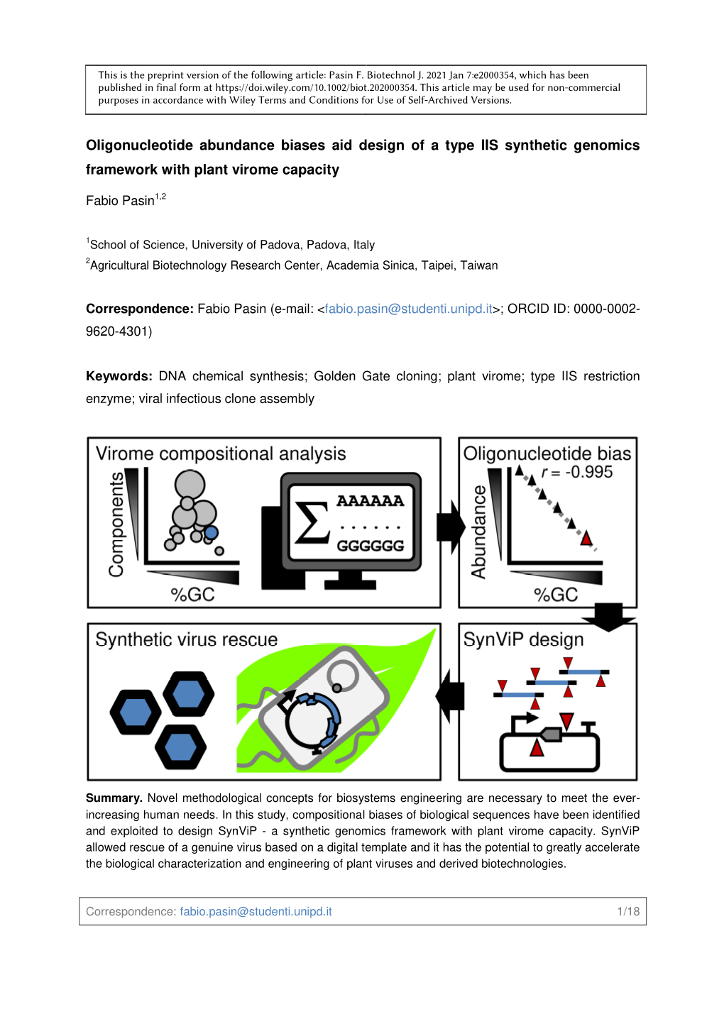 Oligonucleotide Abundance Biases Aid Design of a Type IIS Synthetic Genomics Framework with Plant Virome Capacity