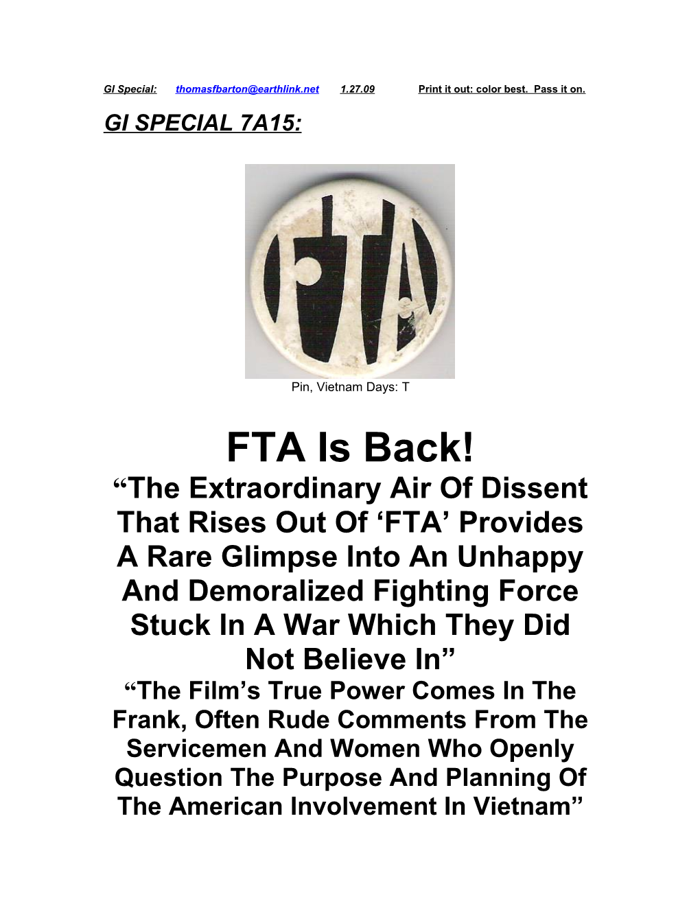 Premiere Screenings of FTA in Los Angeles and New York