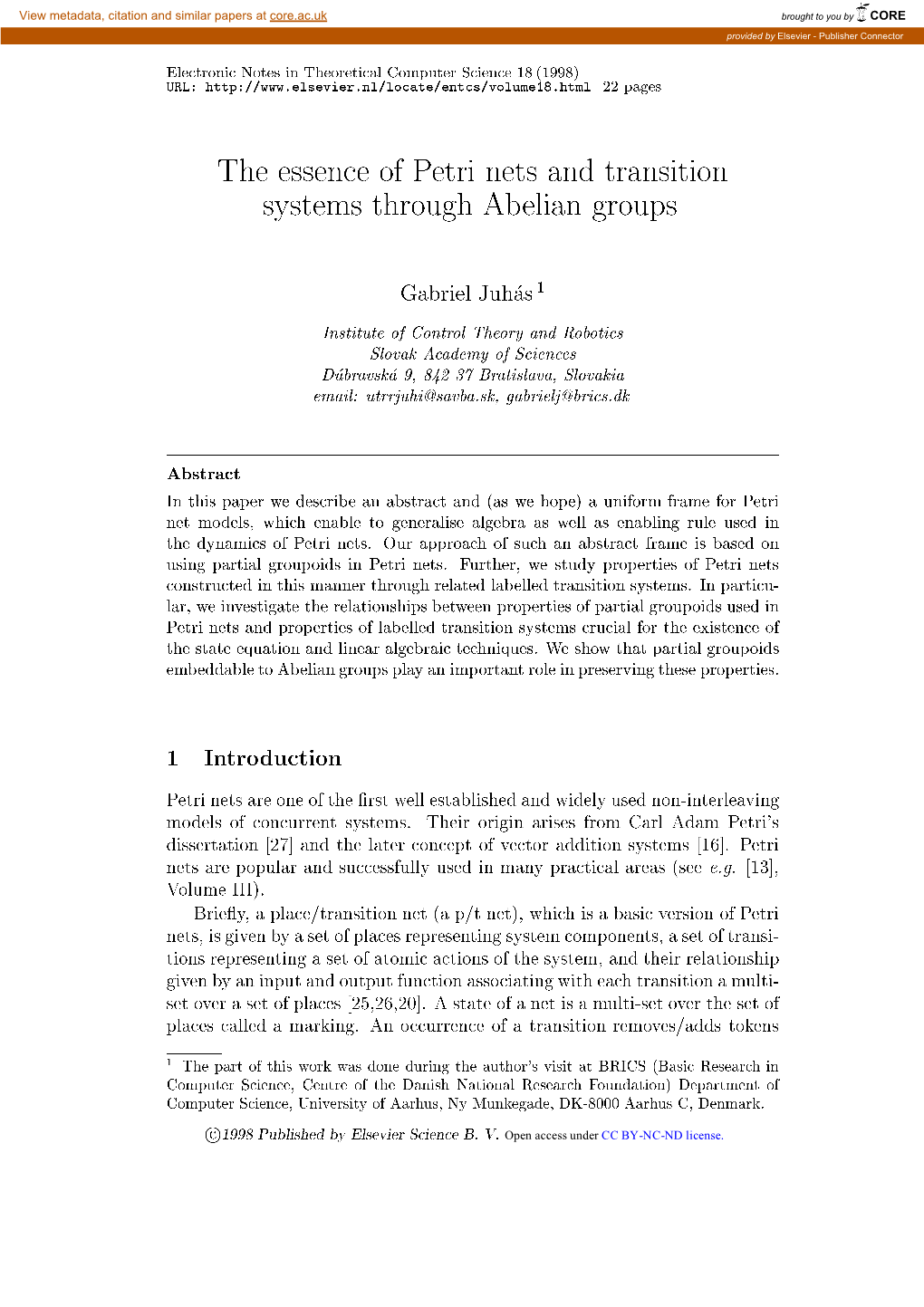 The Essence of Petri Nets and Transition Systems Through Abelian