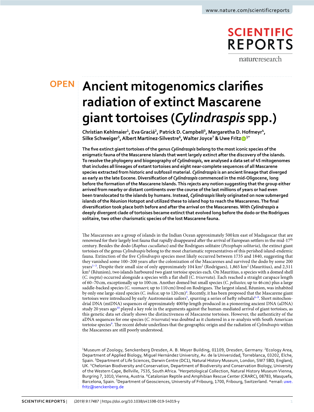 Ancient Mitogenomics Clarifies Radiation of Extinct Mascarene Giant