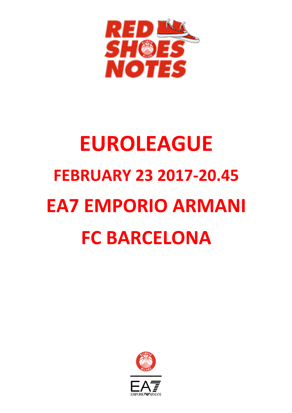 Euroleague February 23 2017-20.45 Ea7 Emporio Armani Fc Barcelona