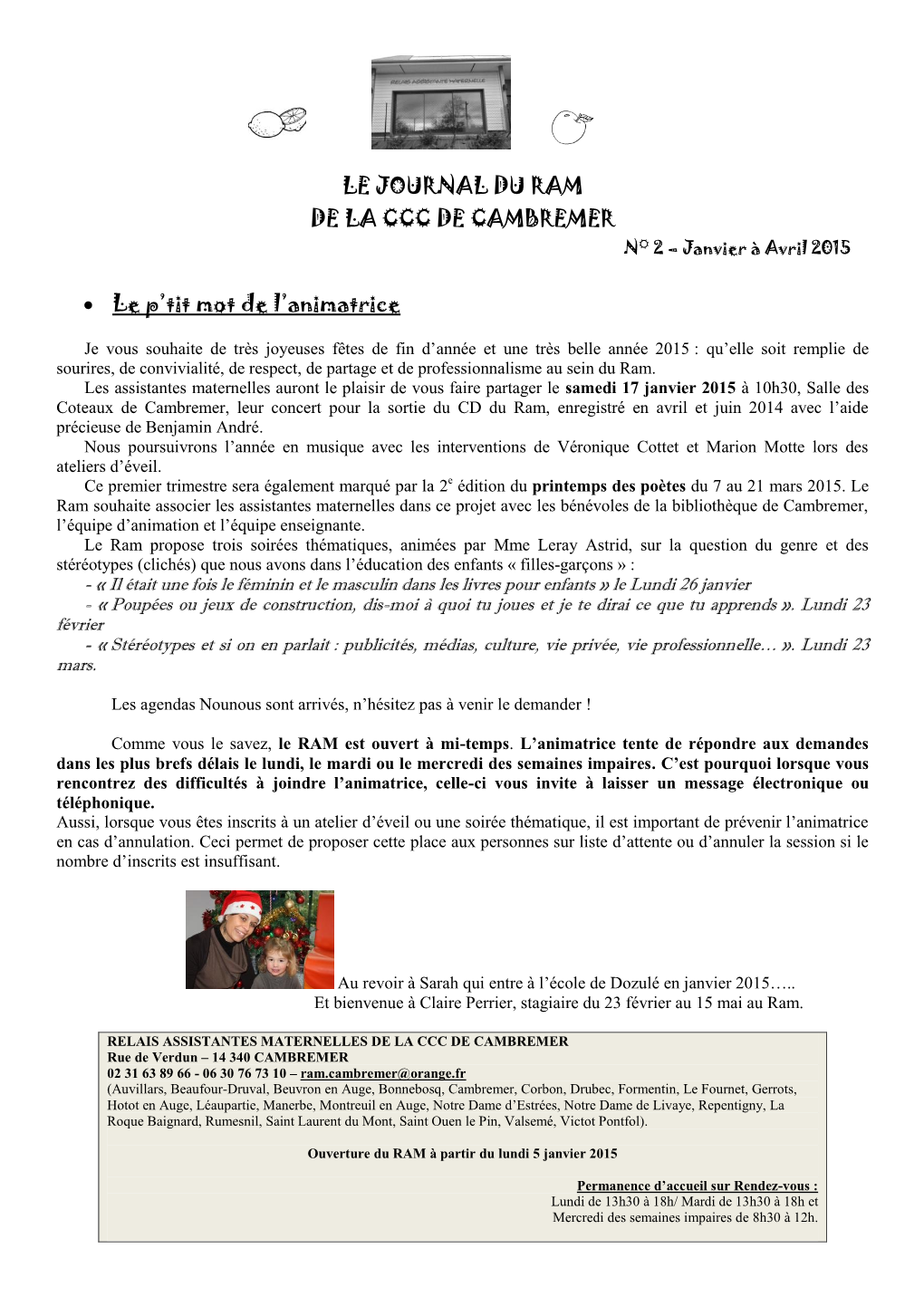 LE JOURNAL DU RAM DE LA CCC DE CAMBREMER • Le P'tit Mot De L