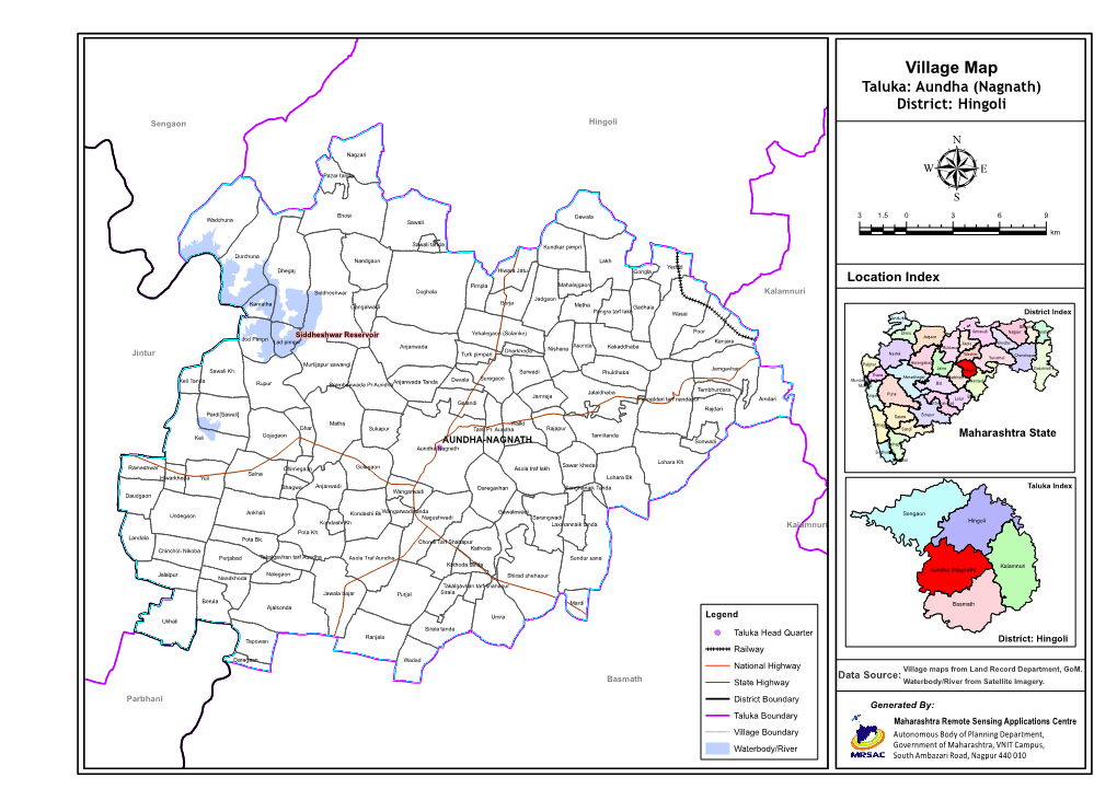 Village Map Taluka: Aundha (Nagnath) District: Hingoli Sengaon Hingol!.I!(