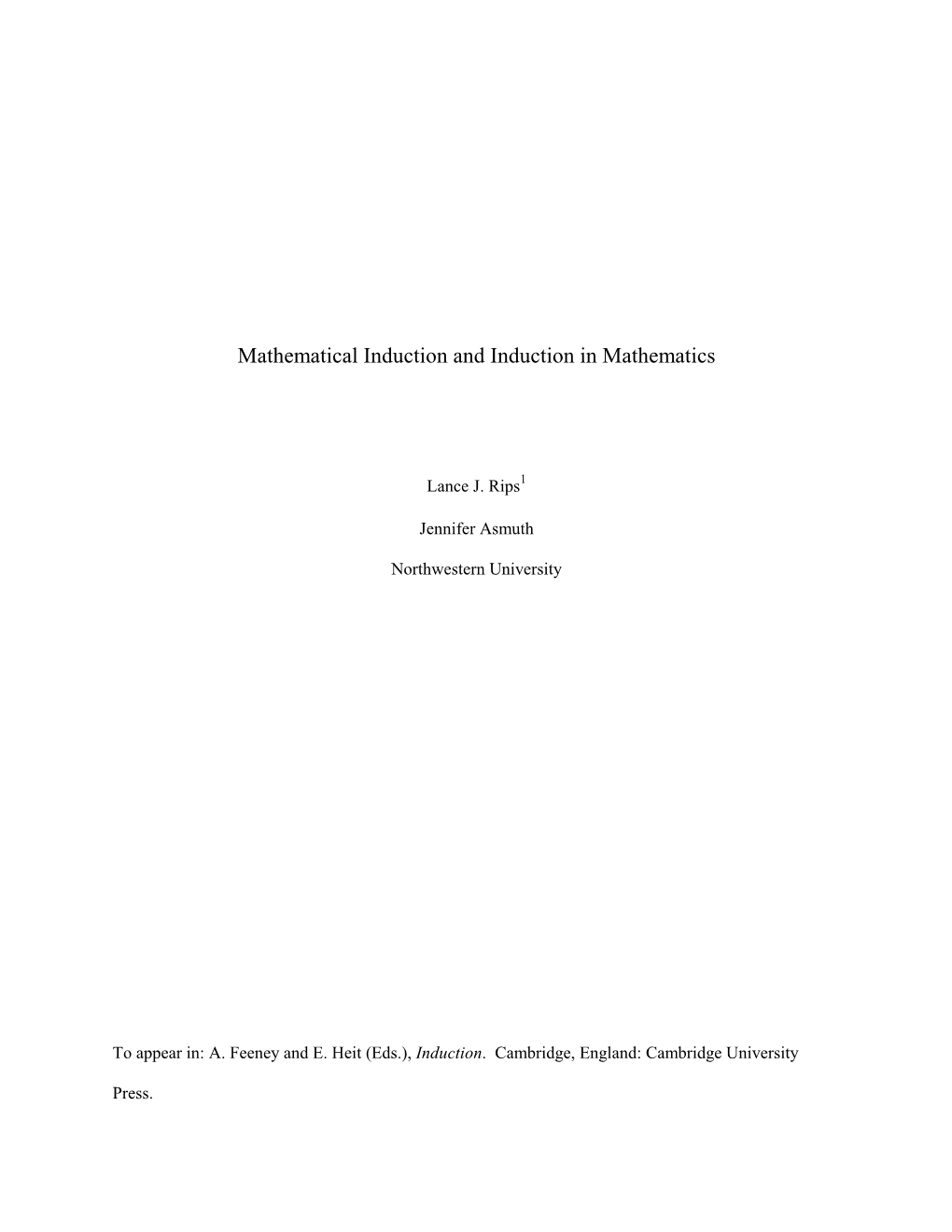 Mathematical Induction and Induction in Mathematics