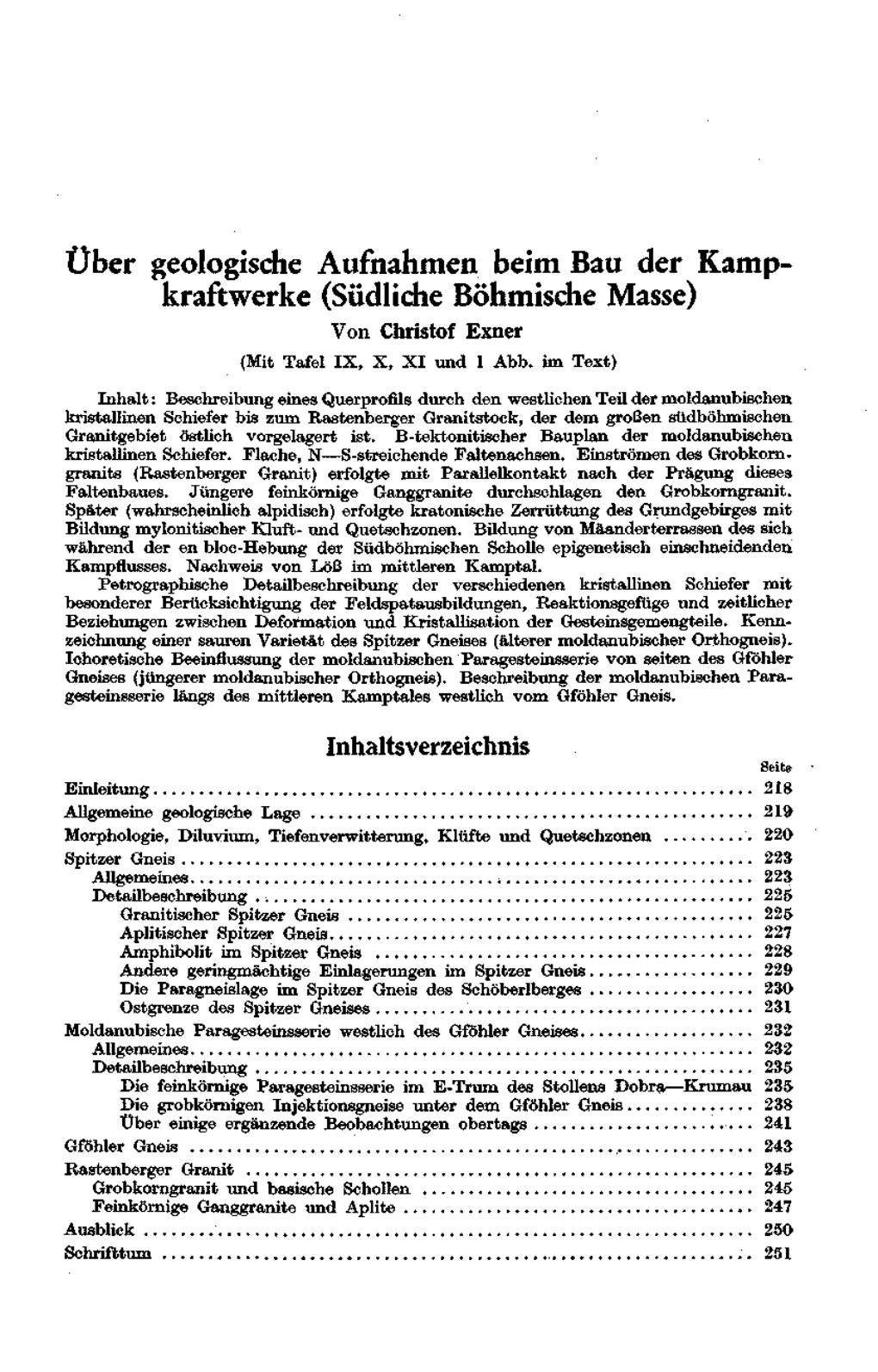 Über Geologische Aufnahmen Beim Bau Der Kamp- Kraftwerke