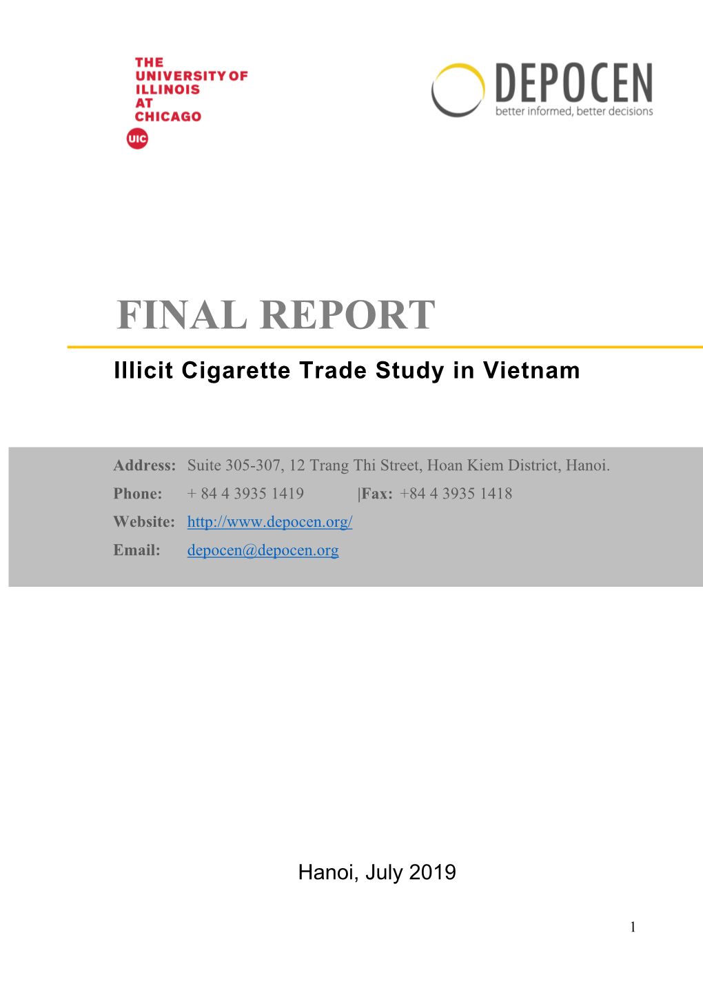FINAL REPORT Illicit Cigarette Trade Study in Vietnam