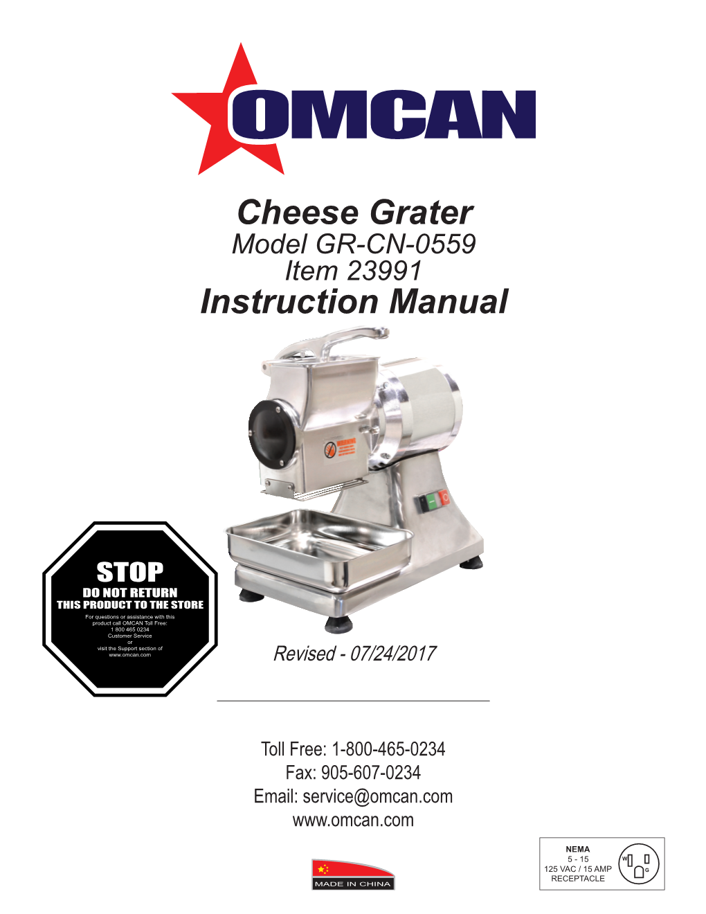 Cheese Grater Instruction Manual