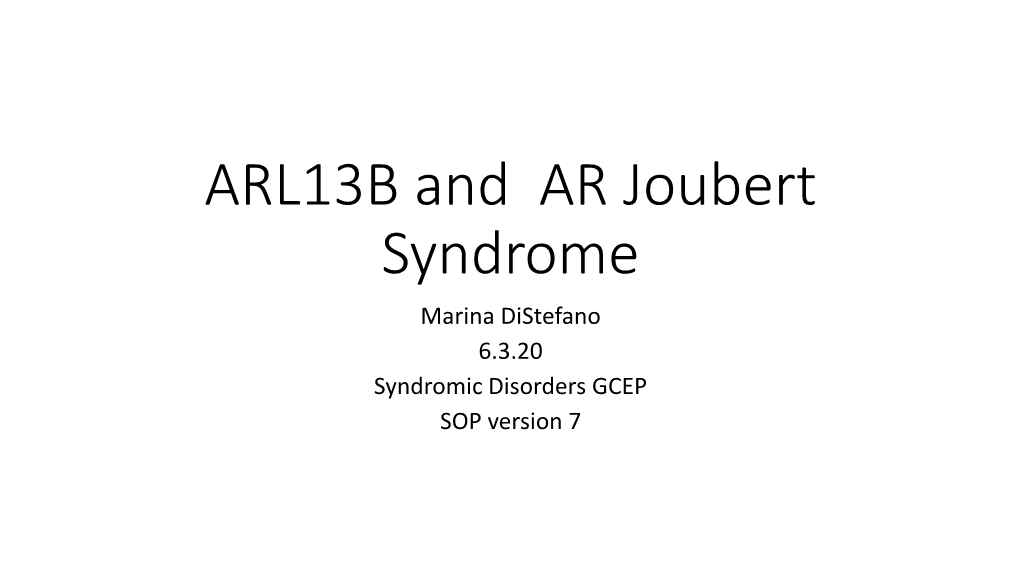 ARL13B and AR Joubert Syndrome