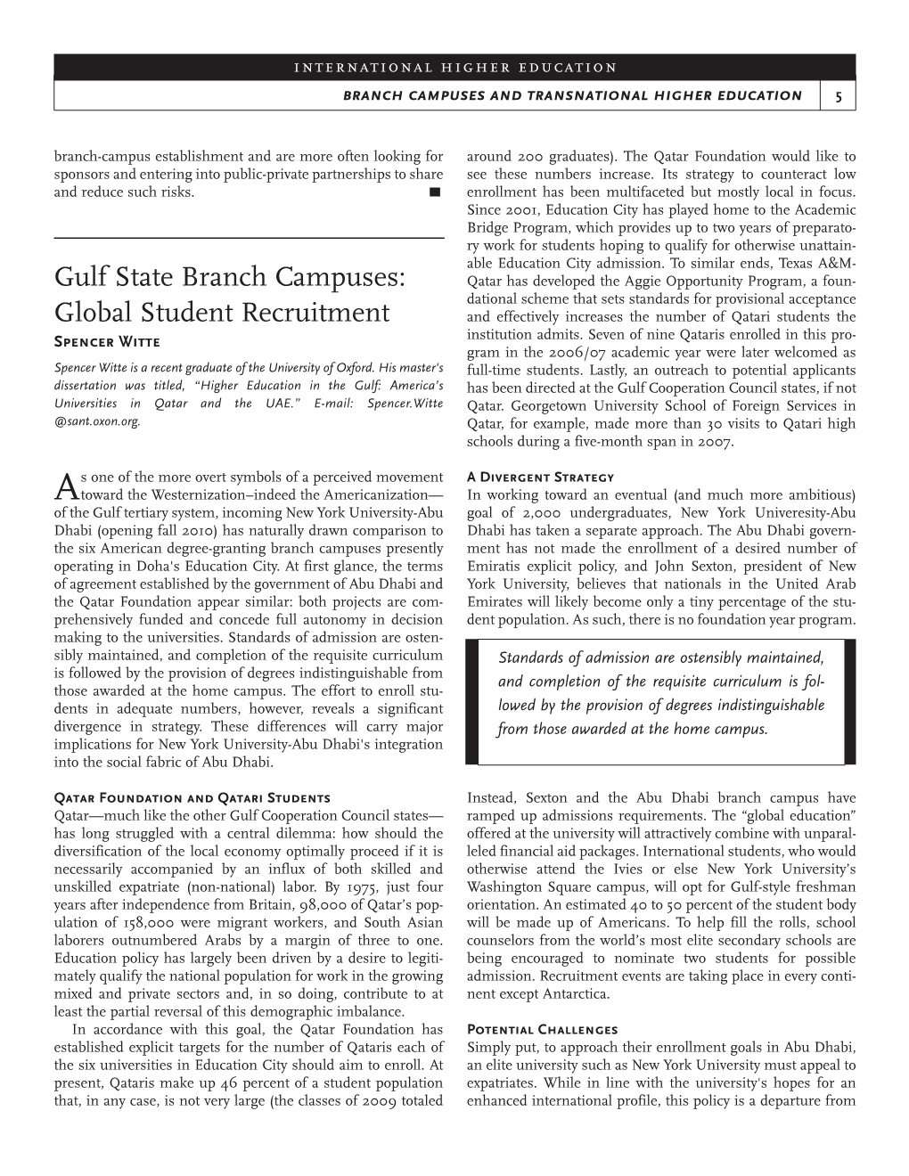 Gulf State Branch Campuses: Global Student Recruitment