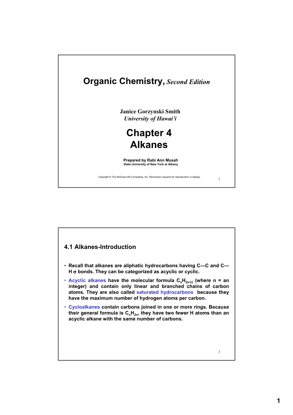 Chapter 4 Alkanes