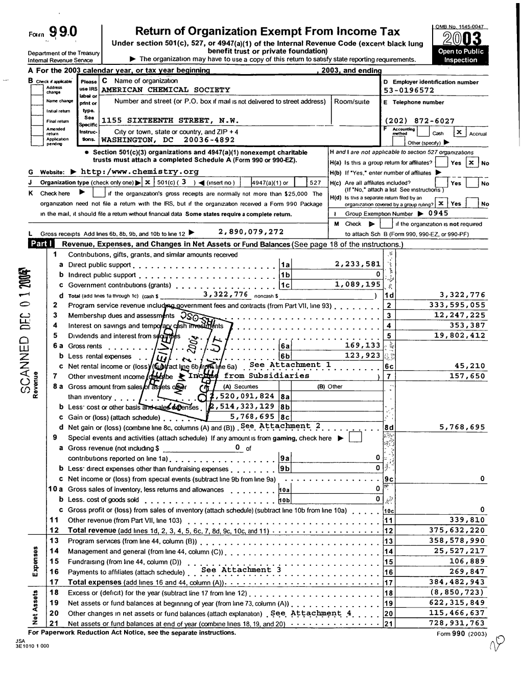 Fn 99.0 Return of Organization Exempt from Income