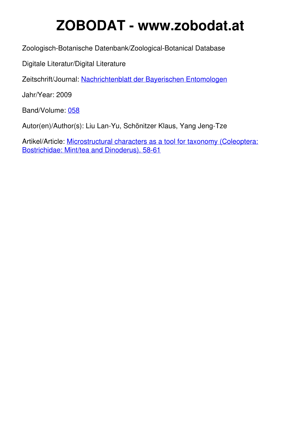 Microstructural Characters As a Tool for Taxonomy (Coleoptera: Bostrichidae: Mint/Tea and Dinoderus)