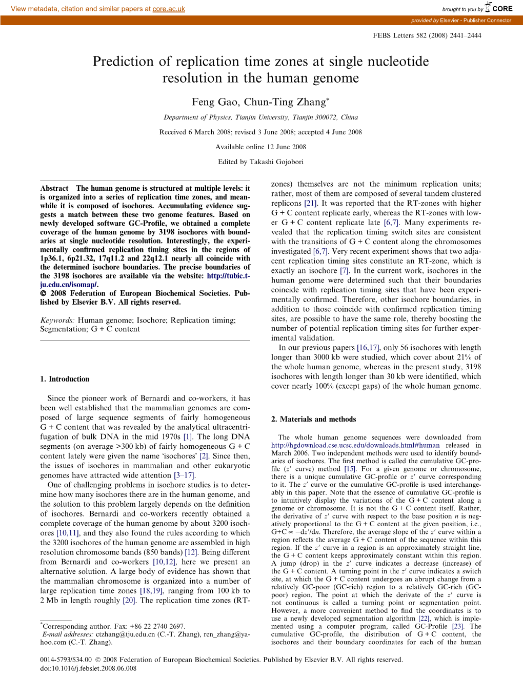 Prediction of Replication Time Zones at Single Nucleotide Resolution in the Human Genome