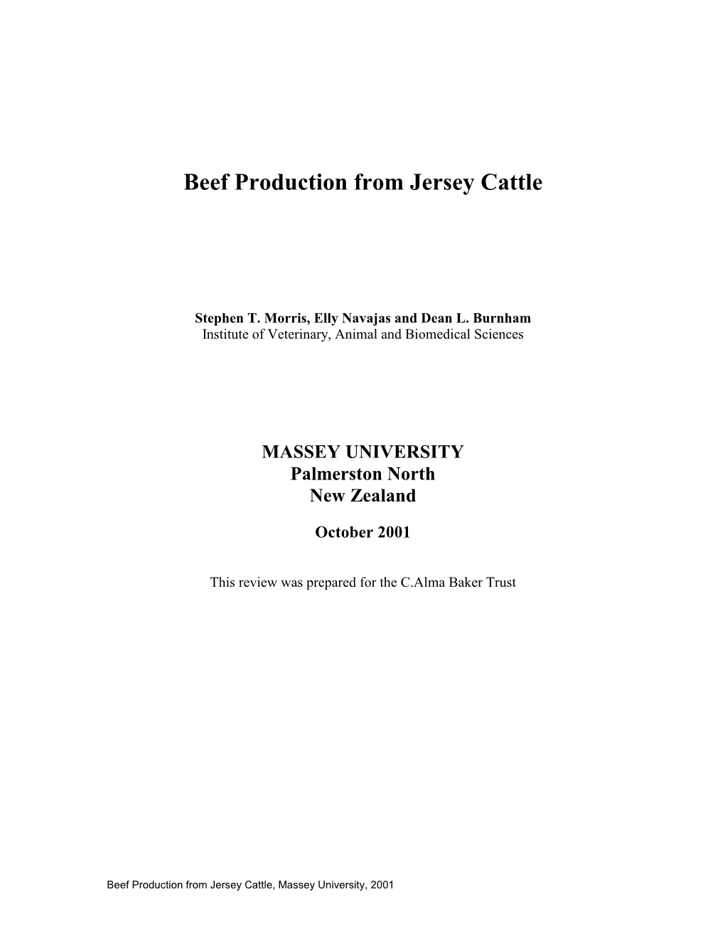 Beef Production from Jersey Cattle
