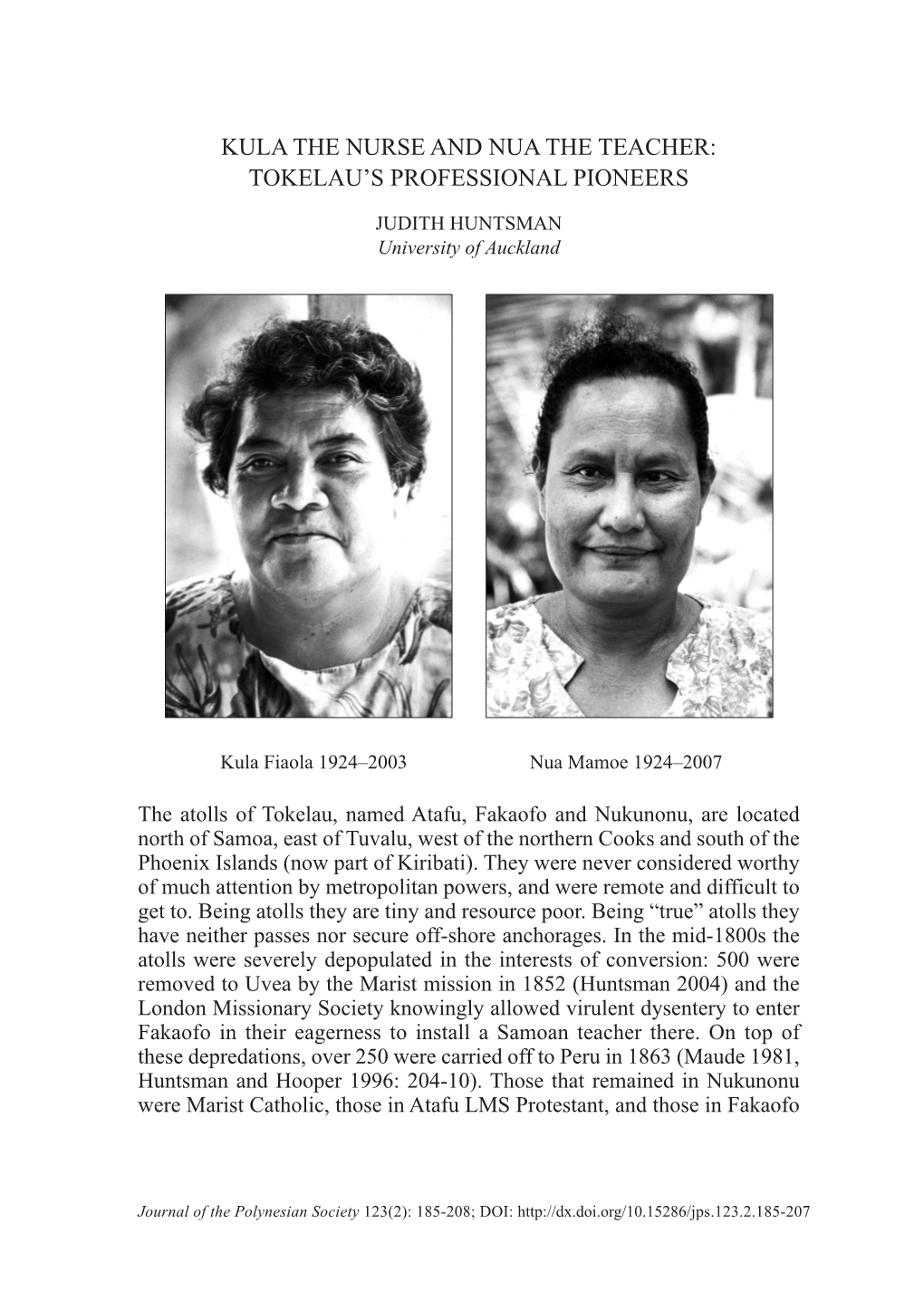 Kula the Nurse and Nua the Teacher: Tokelau's Professional Pioneers