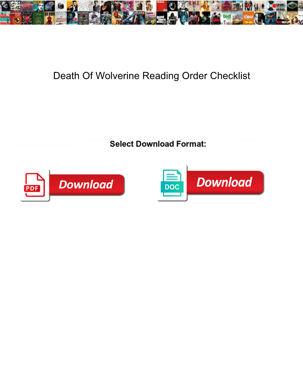 Death of Wolverine Reading Order Checklist