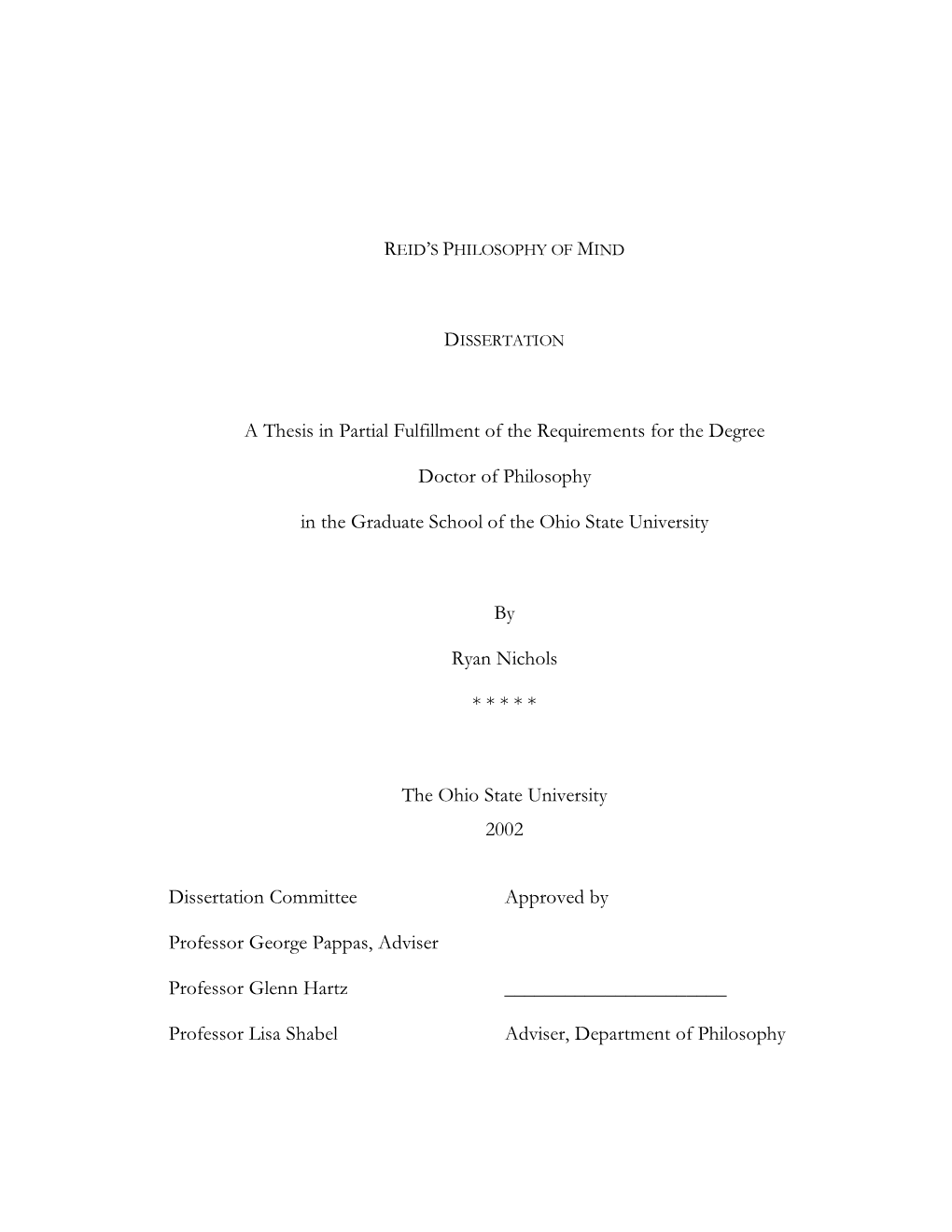 A Thesis in Partial Fulfillment of the Requirements for the Degree