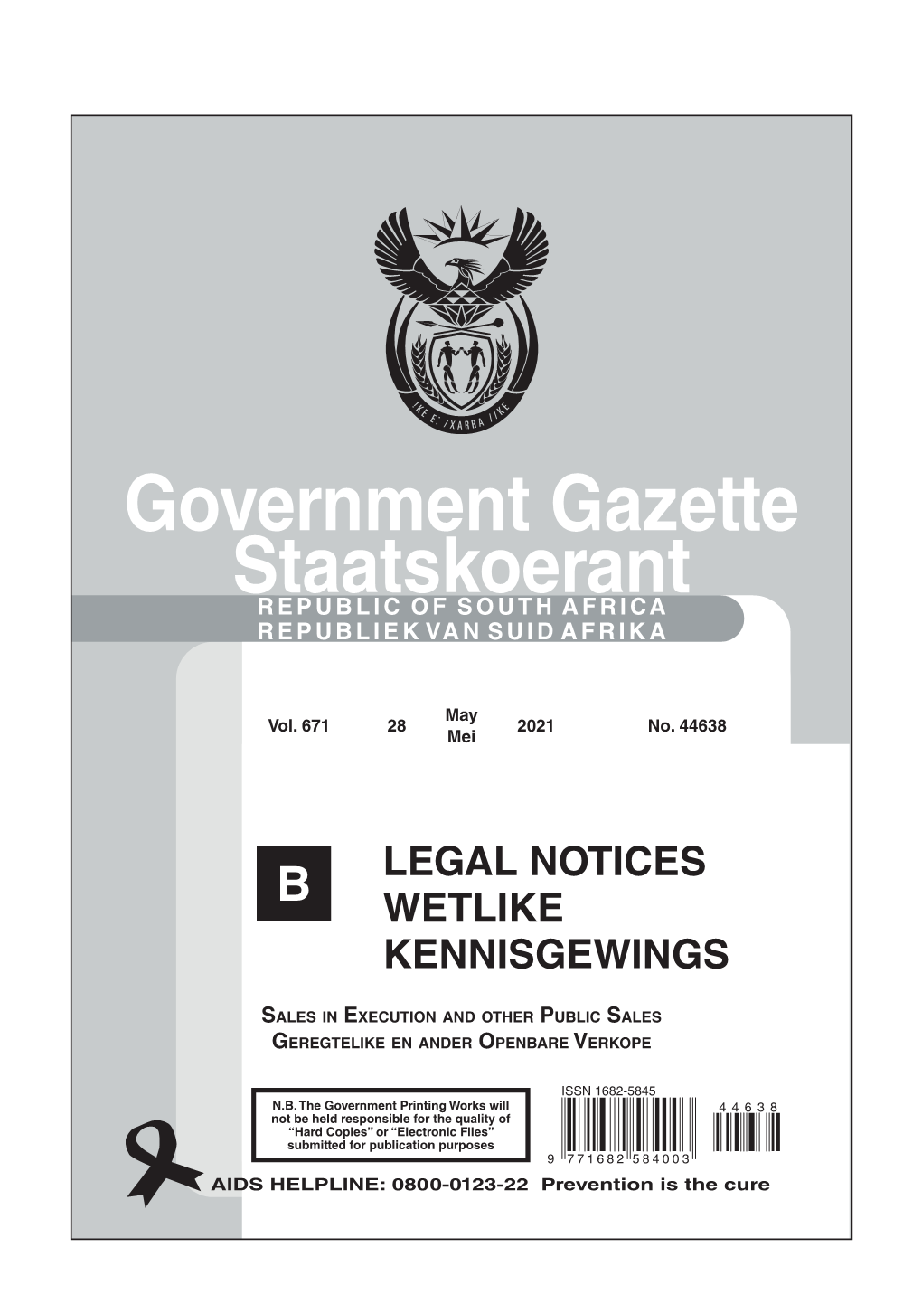 Government Gazette Staatskoerant REPUBLIC of SOUTH AFRICA REPUBLIEK VAN SUID AFRIKA