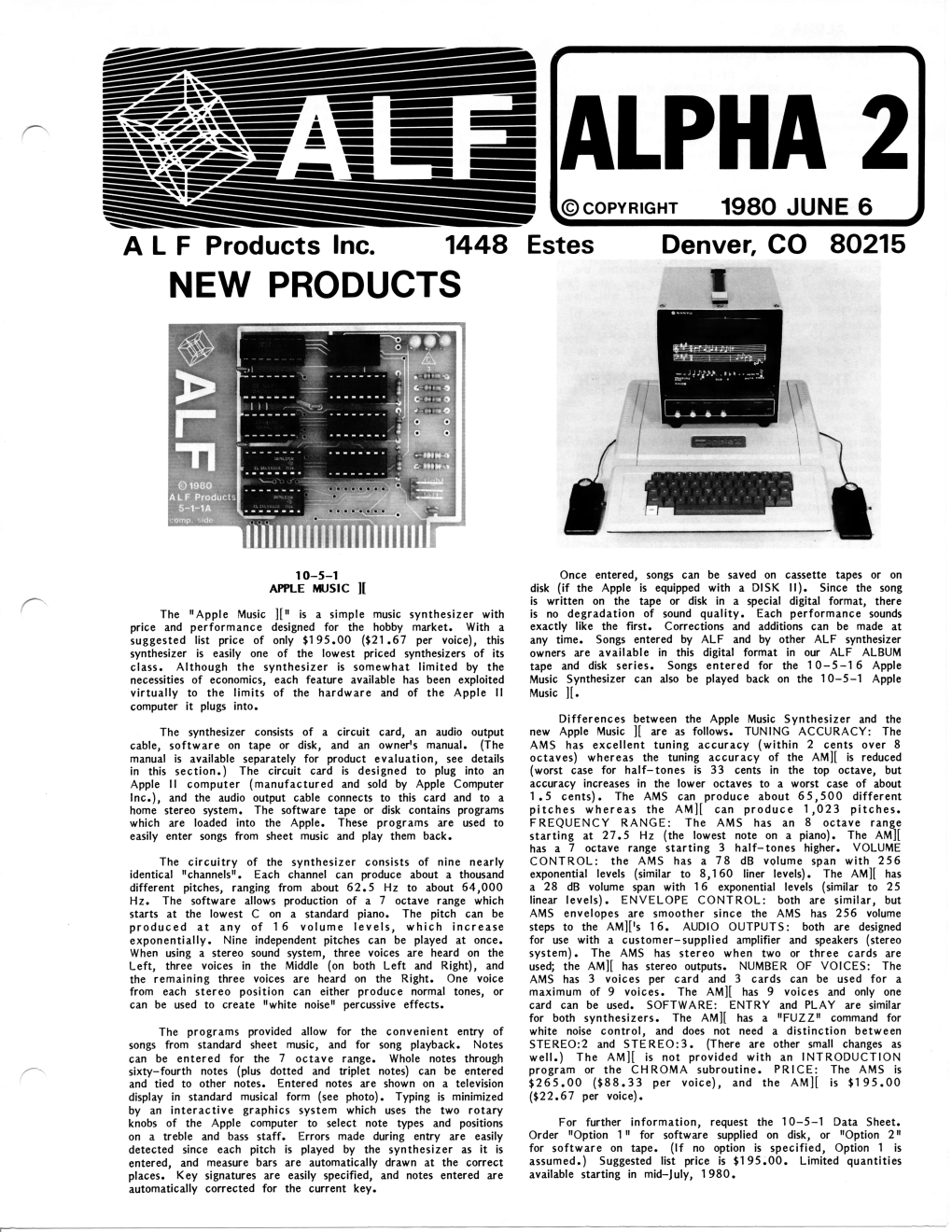 ALF ALPHA 2 3 ARTICLES (Cont.) You STEREO:2,RLLRL Assign a NOTE for DOS USERS Two Synthesizerr