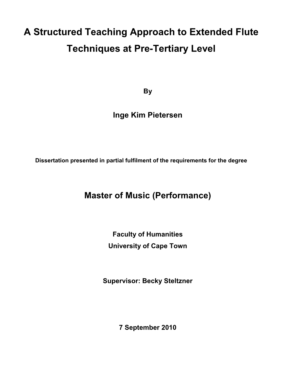 A Structured Teaching Approach to Extended Flute Techniques at Pre-Tertiary Level