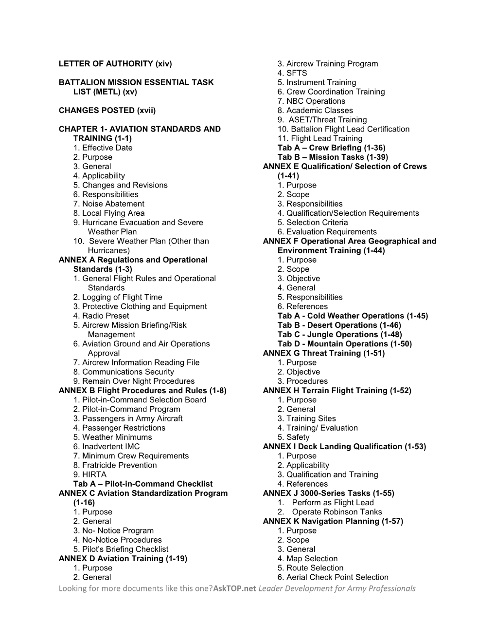 BATTALION MISSION ESSENTIAL TASK LIST (METL) (Xv)