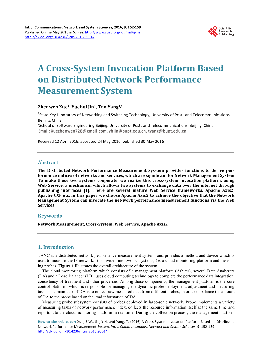 A Cross-System Invocation Platform Based on Distributed Network Performance Measurement System