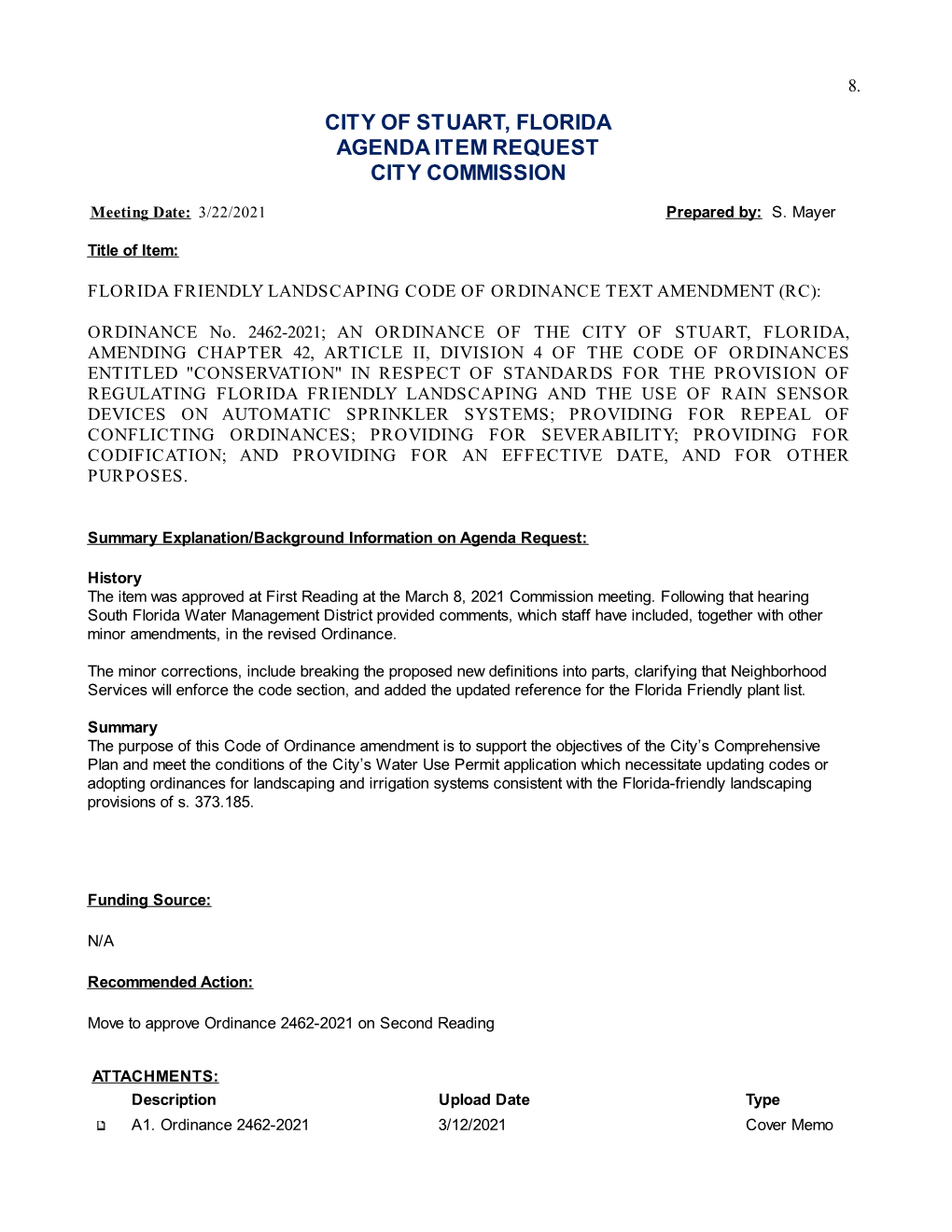 City of Stuart, Florida Agenda Item Request City Commission