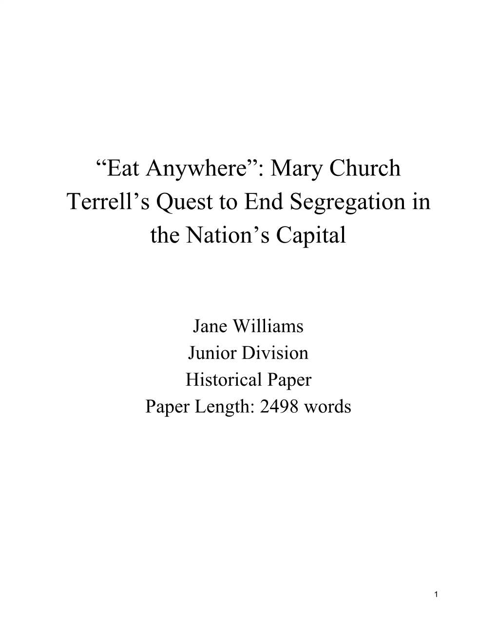 Mary Church Terrell's Quest to End Segregation in the Nation's Capital