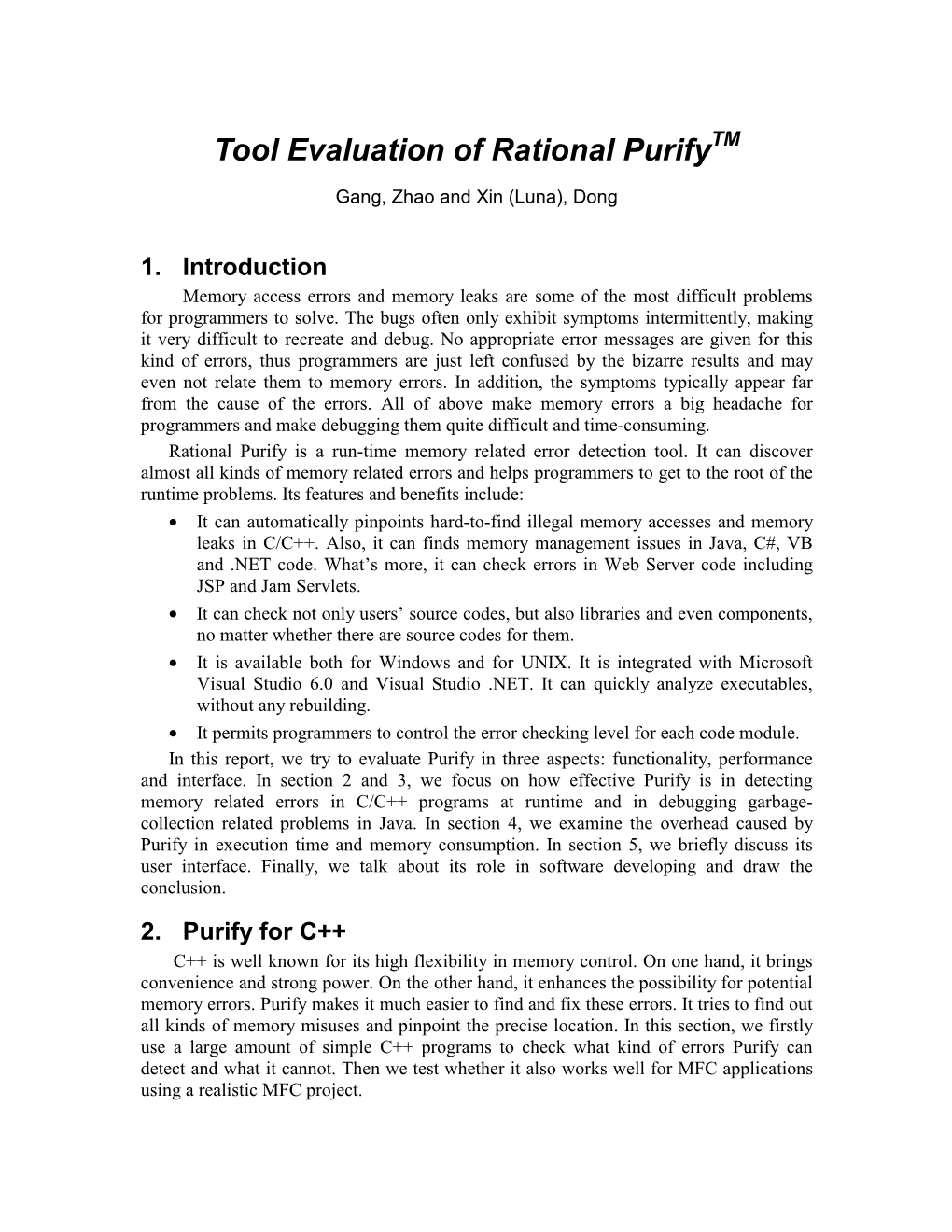 Tool Evaluation of Rational Purifytm