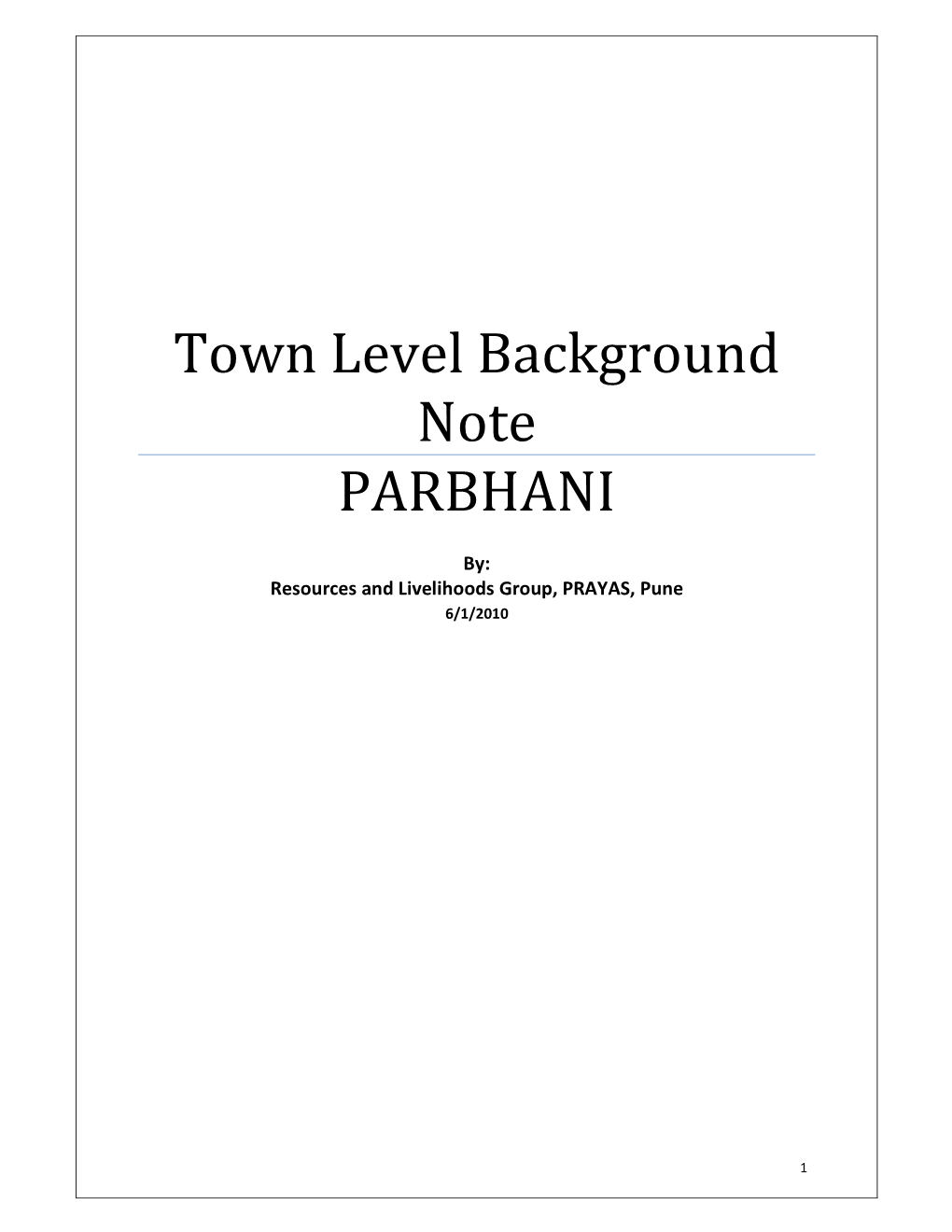 Town Level Background Note PARBHANI