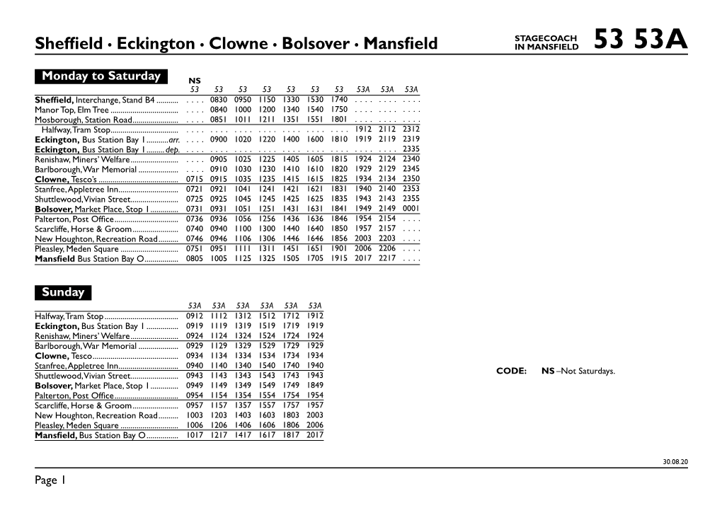 Current Timetable