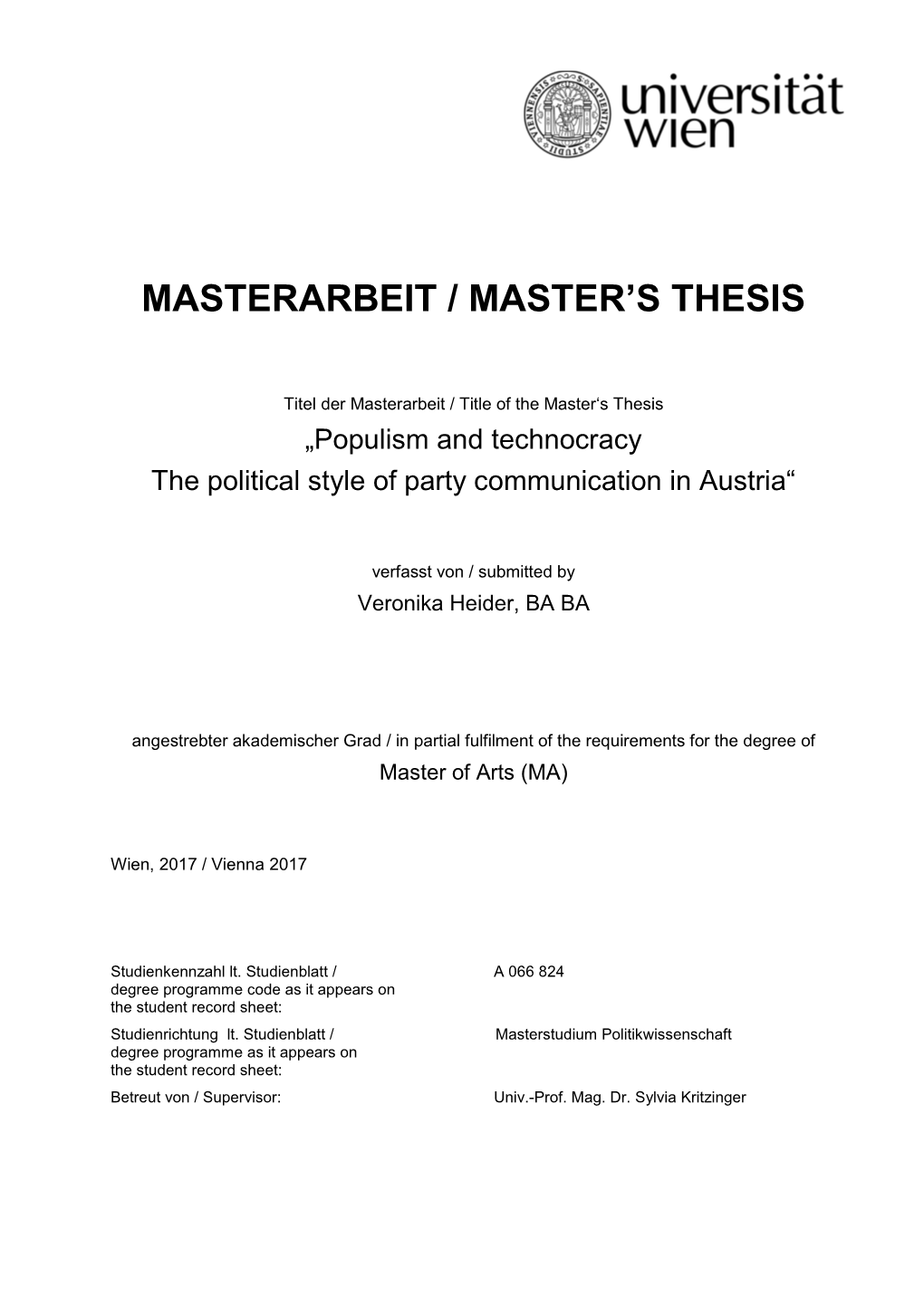 Masterarbeit / Master's Thesis