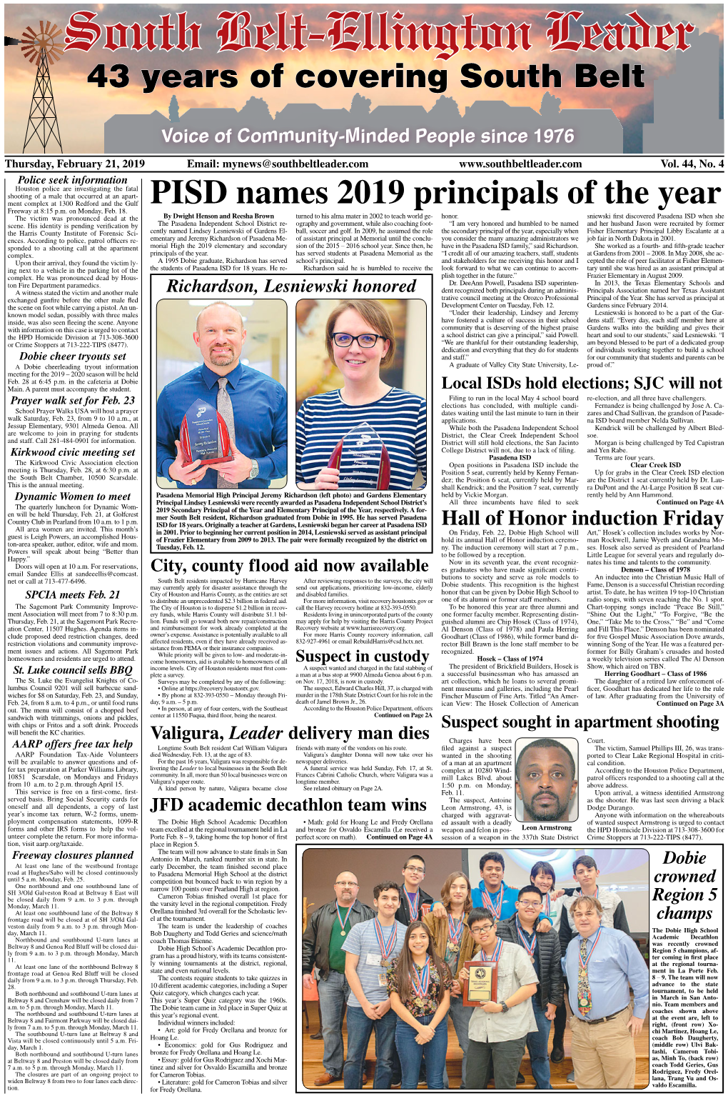 South Belt-Ellington Leader, Thursday, February 21, 2019