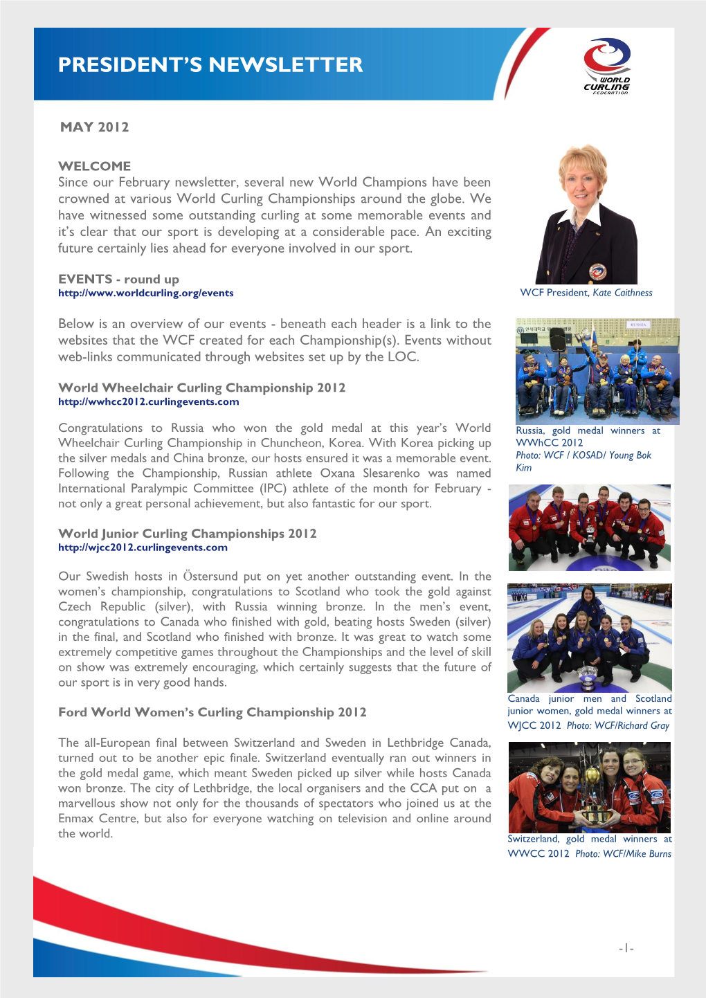 WCF President's Newsletter