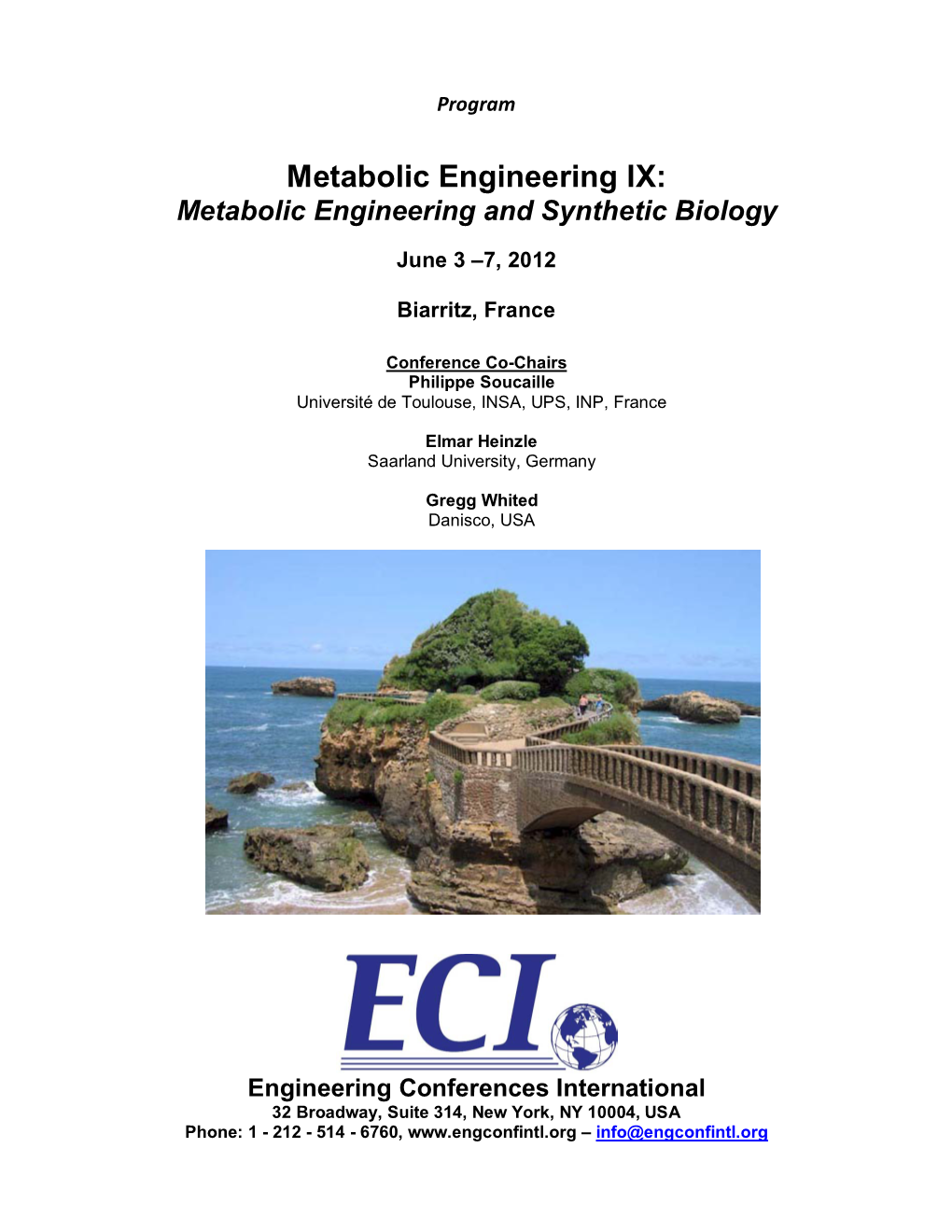 Metabolic Engineering IX: Metabolic Engineering and Synthetic Biology