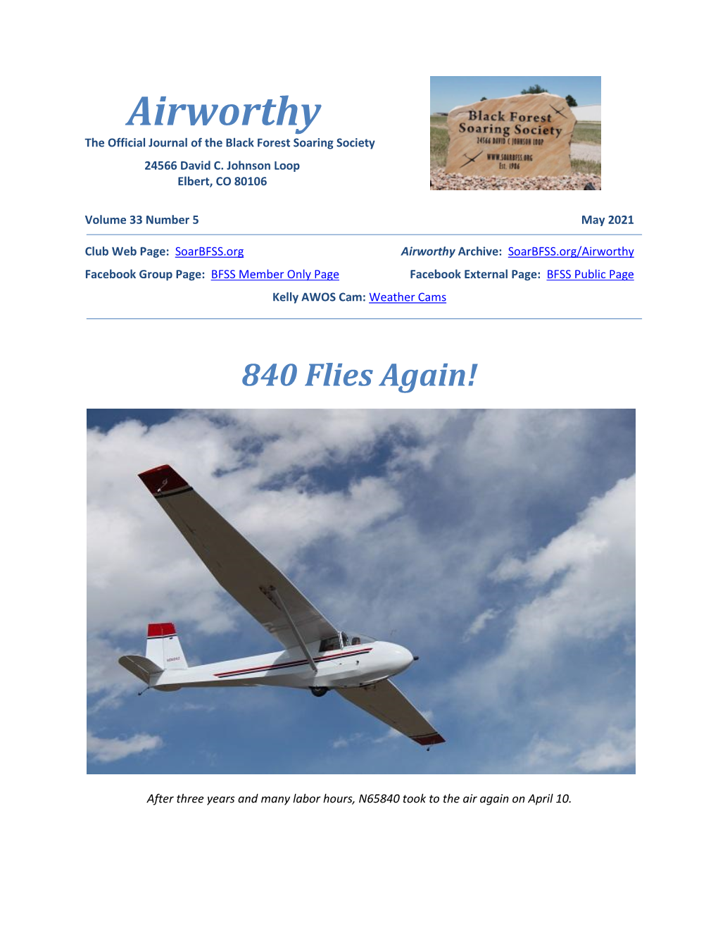 Airworthy the Official Journal of the Black Forest Soaring Society 24566 David C