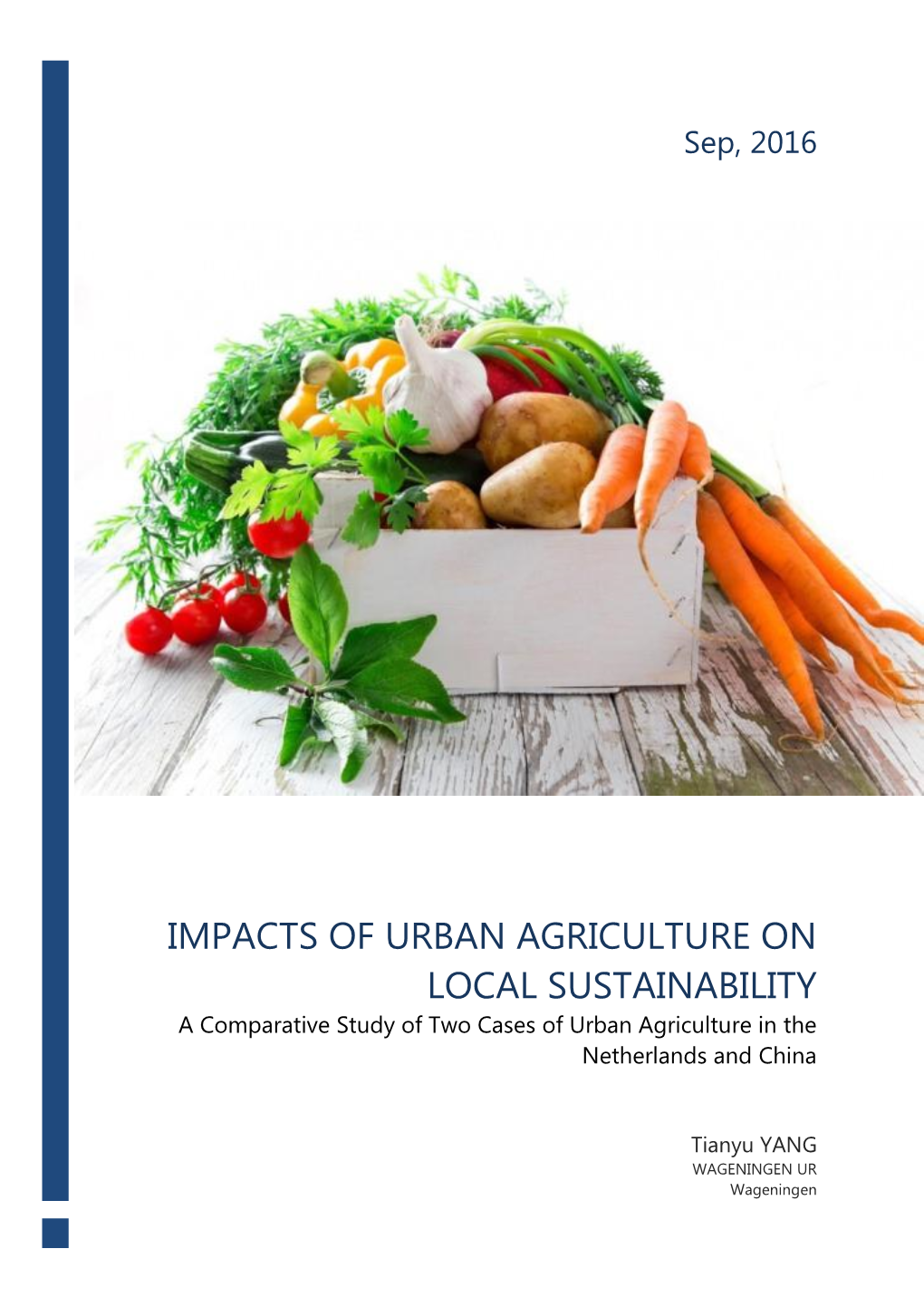 IMPACTS of URBAN AGRICULTURE on LOCAL SUSTAINABILITY a Comparative Study of Two Cases of Urban Agriculture in the Netherlands and China