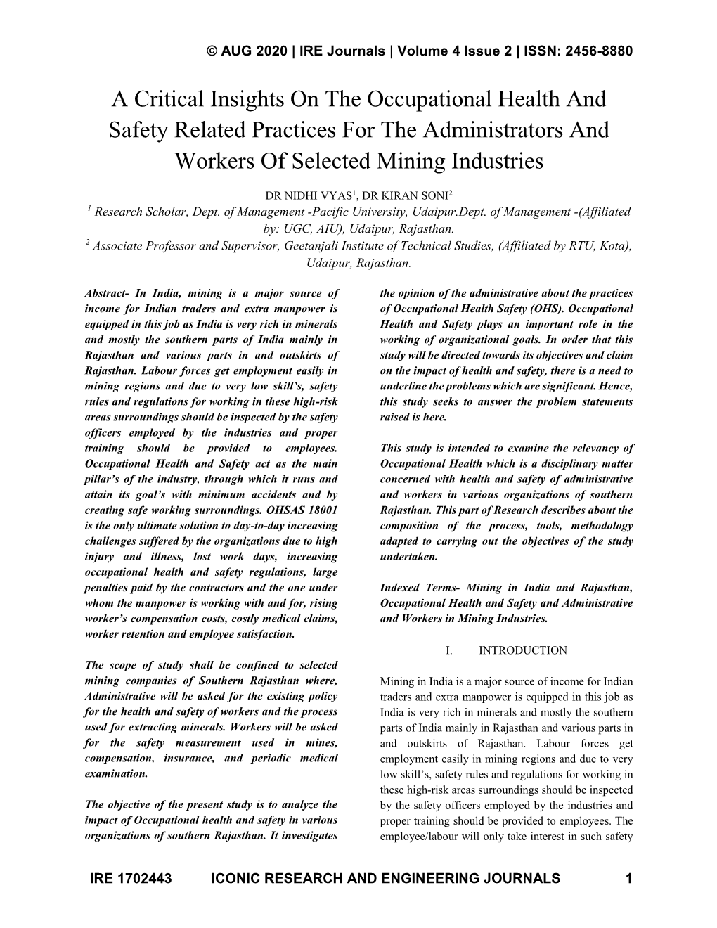 A Critical Insights on the Occupational Health and Safety Related Practices for the Administrators and Workers of Selected Mining Industries