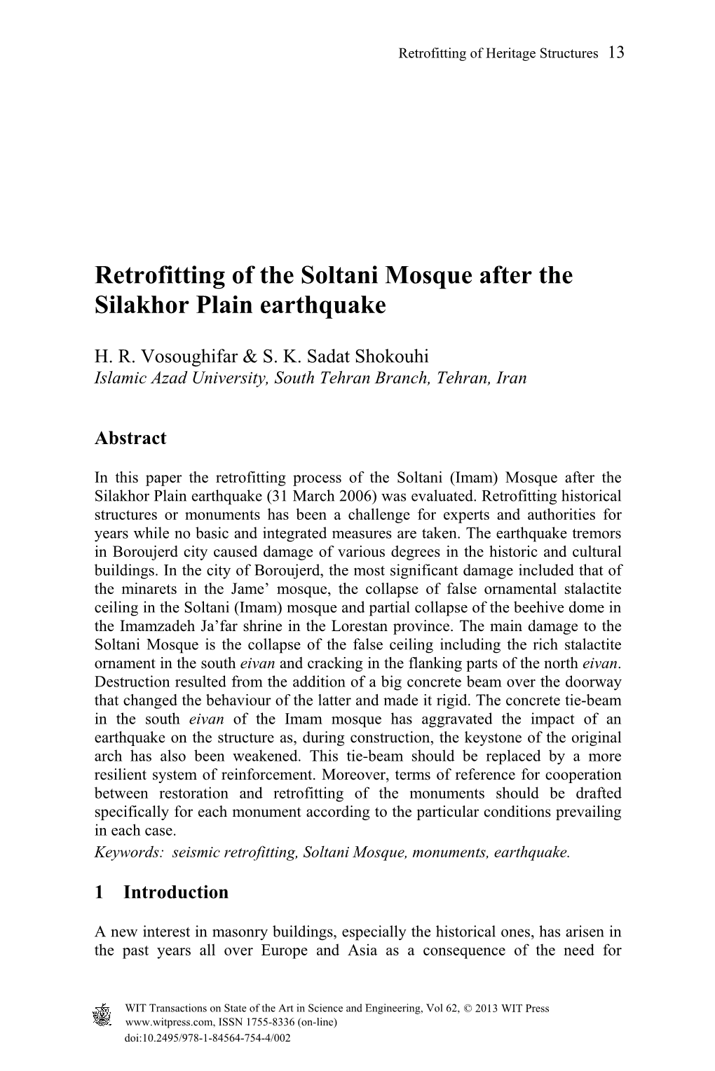 Retrofitting of the Soltani Mosque After the Silakhor Plain Earthquake