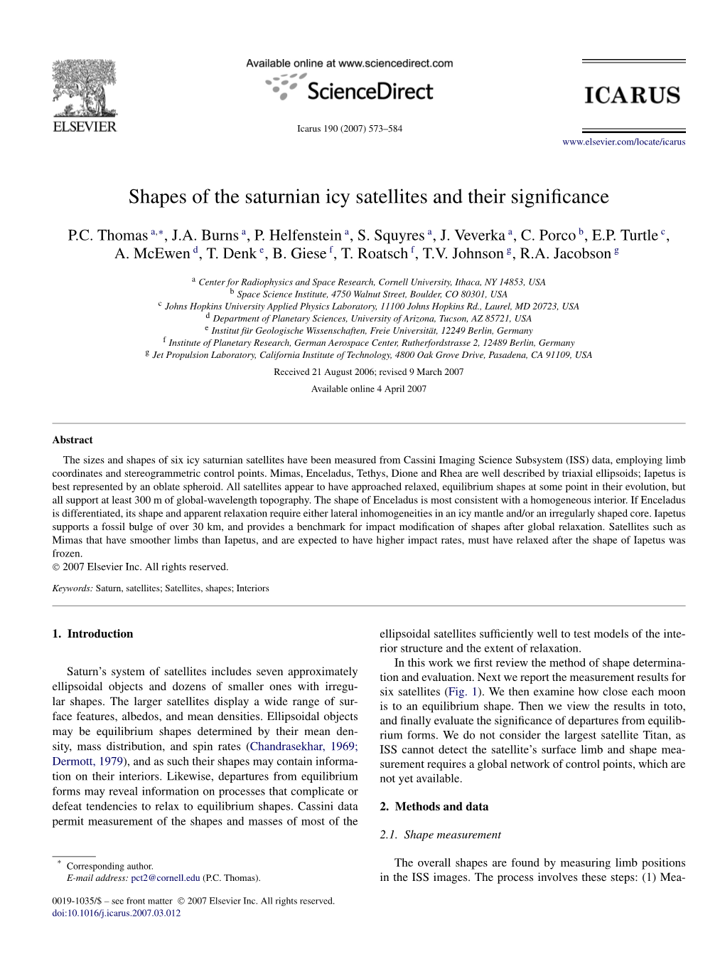 Shapes of the Saturnian Icy Satellites and Their Significance