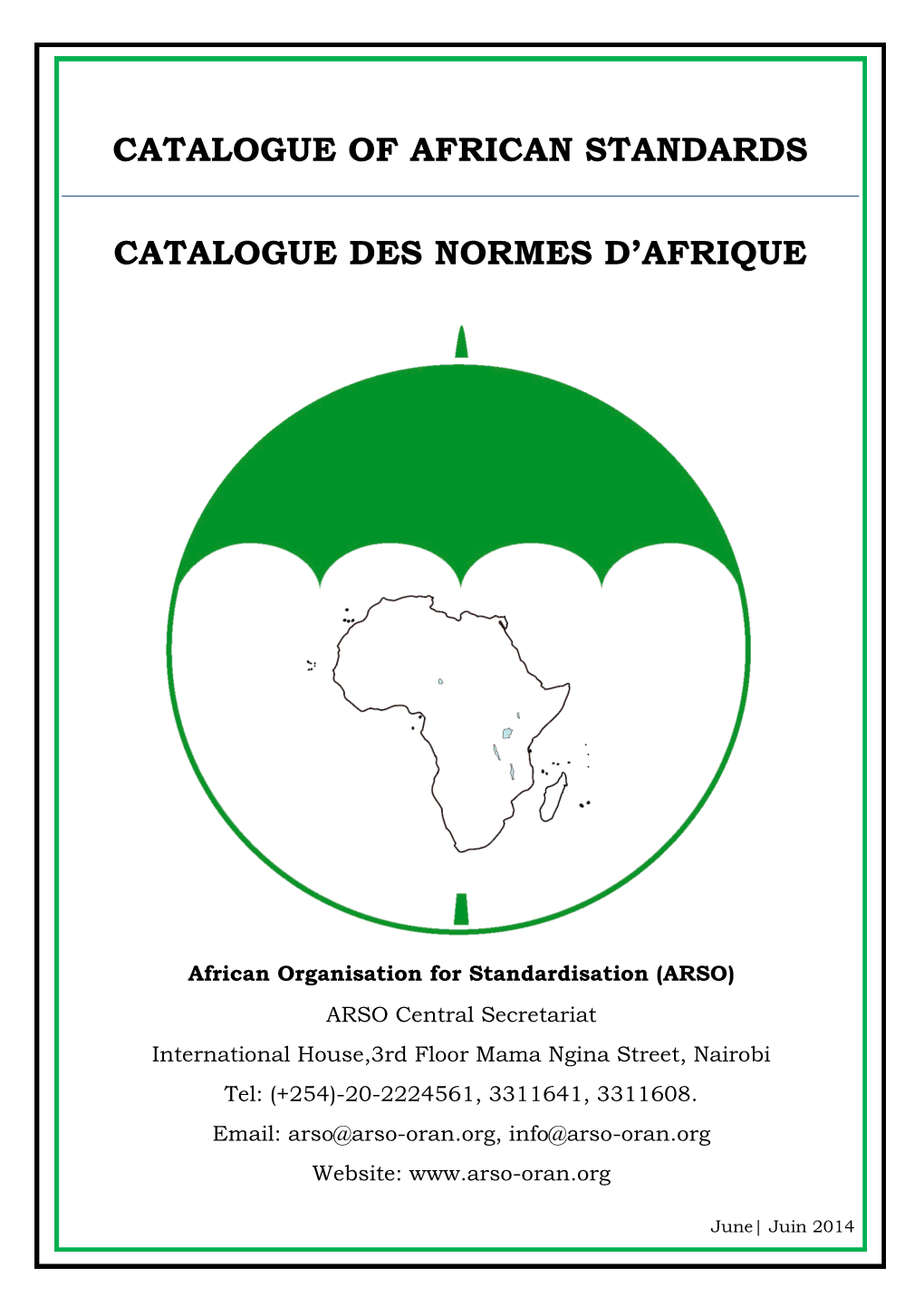 Catalogue of African Standards Catalogue Des