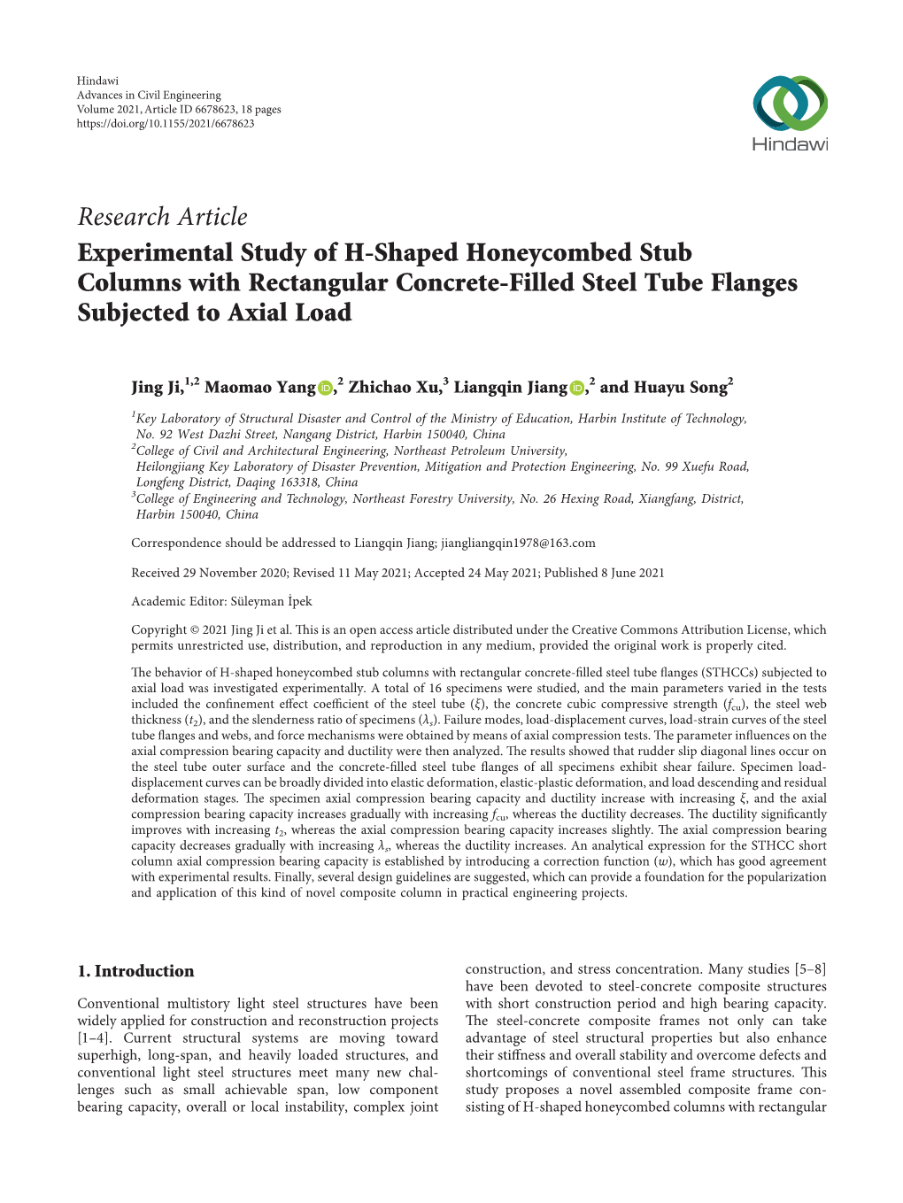 Experimental Study of H-Shaped Honeycombed Stub Columns with Rectangular Concrete-Filled Steel Tube Flanges Subjected to Axial Load