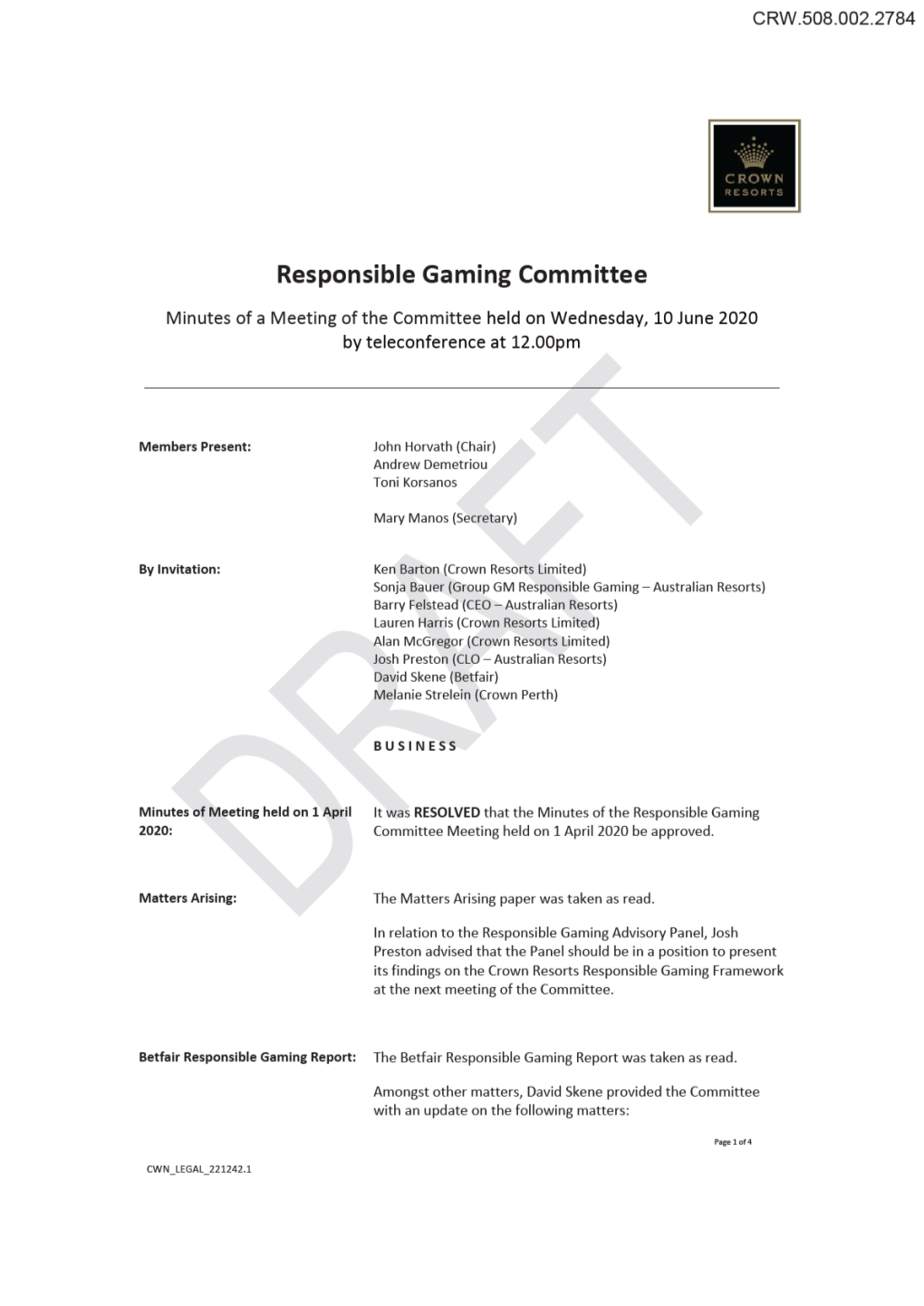 Responsible Gaming Committee