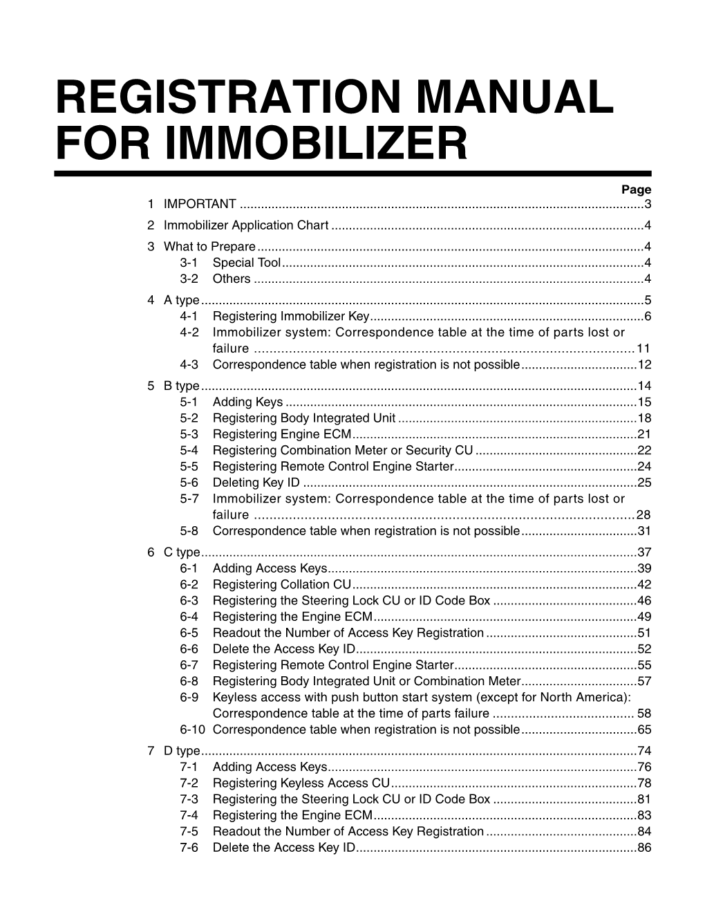 Registration Manual for Immobilizer