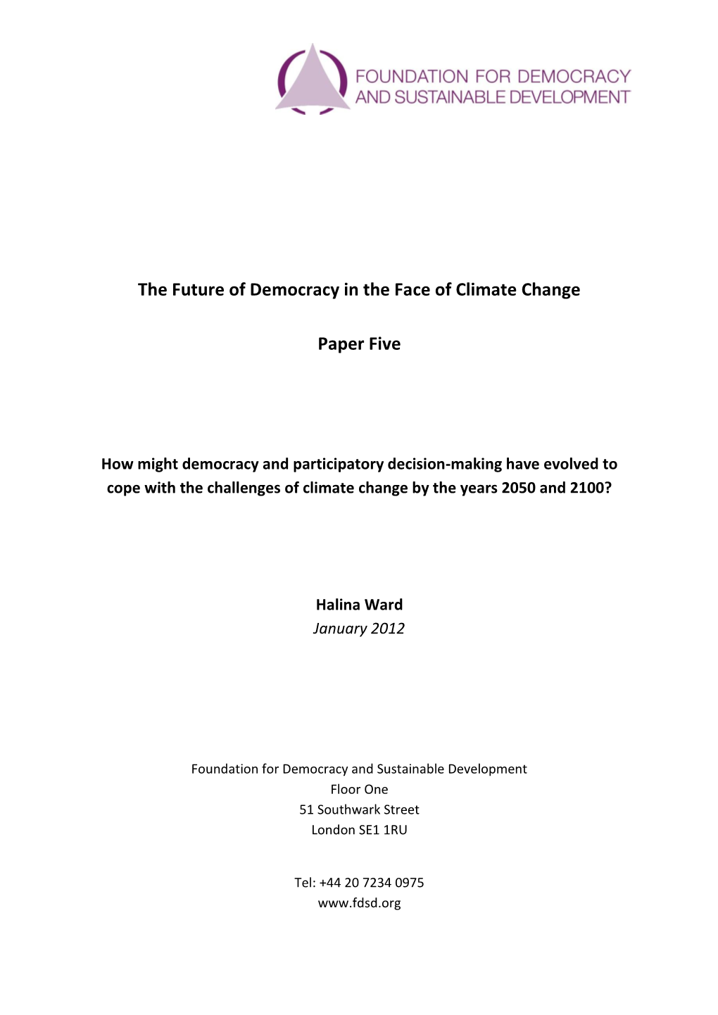 The Future of Democracy in the Face of Climate Change Paper Five