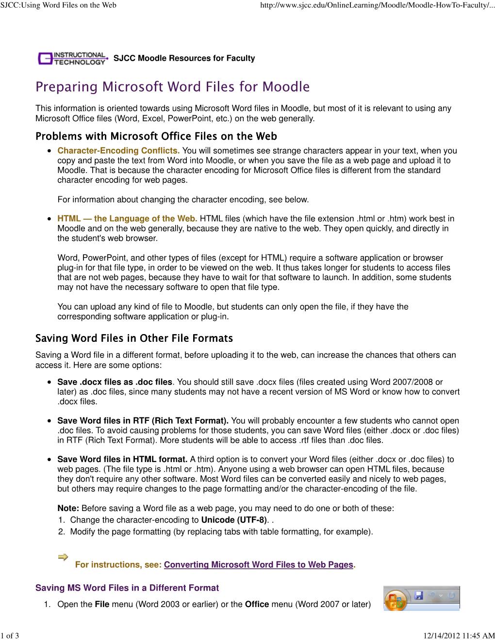 Preparing Microsoft Word Files for Moodle